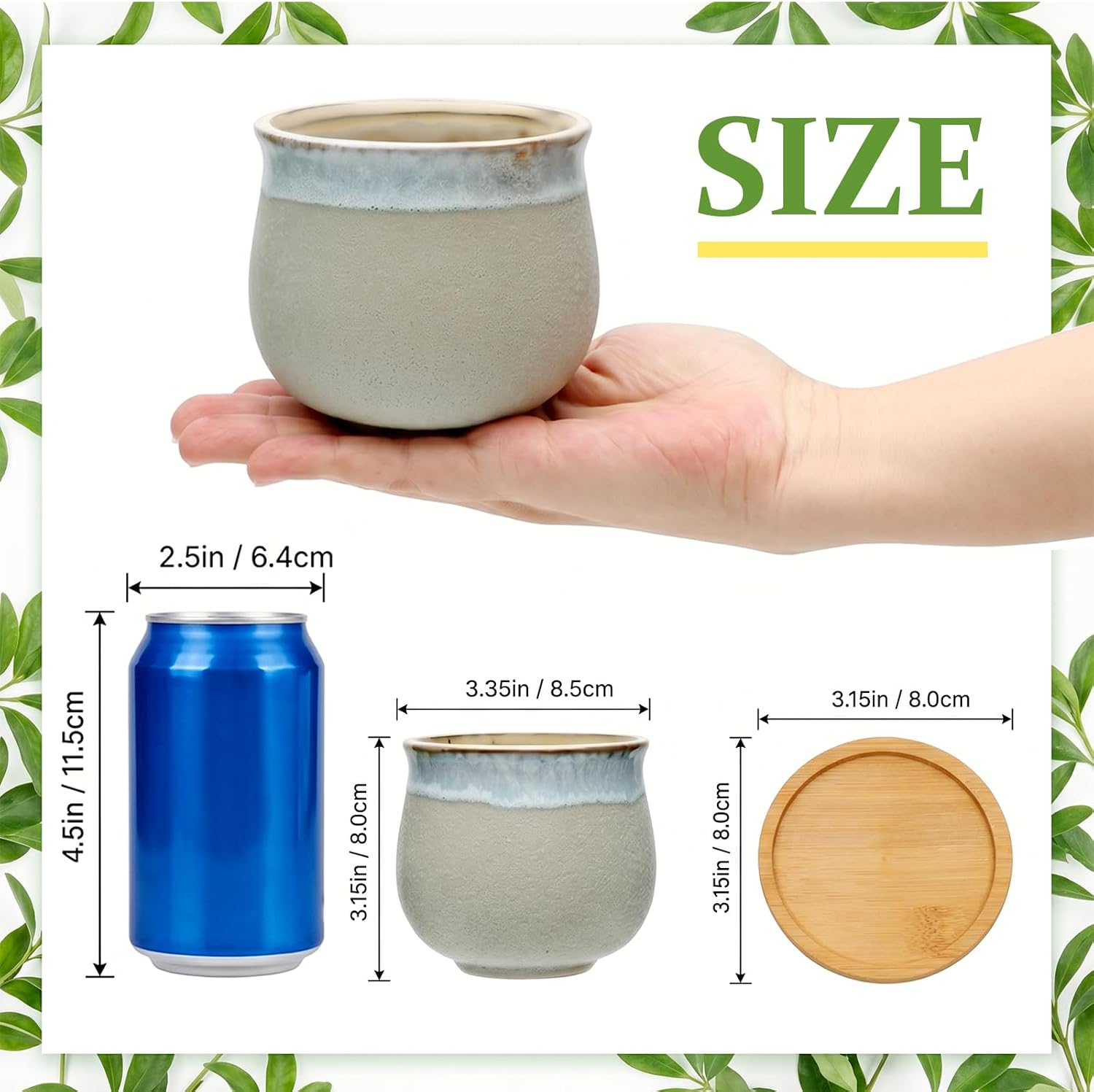 2.1 Inch Ceramic Small Succulent Pot,Plant Pots,Mini Flower Pots | Ceramic Succulent Pots with Drainage,Small Planter for Mini Plant Flowing Glaze Base Serial Set with Holes for Indoor,Outdoor