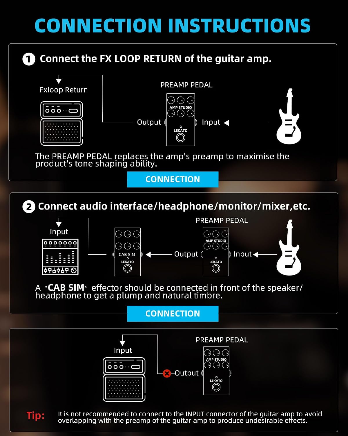 LEKATO Looper Guitar Pedal Guitar Loop Pedal Tuner Pedal 9 Loops 40 Minutes Record Time Unlimited Overdubs for Electric Guitar Bass (Black)