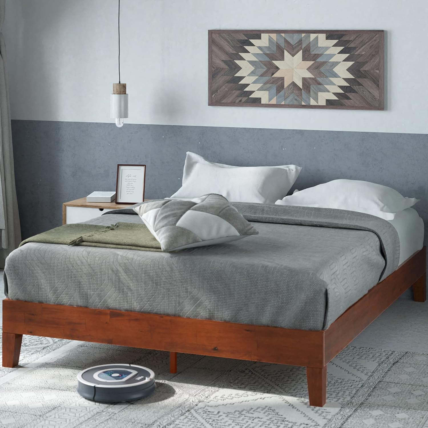 ZINUS Vivek Deluxe Wood Platform Bed Frame with Headboard, Wood Slat Support, No Box Spring Needed, Easy Assembly, Queen | Slatted Headboard, Wood Slat Support, No Box Spring Needed, Contemporary Design, Easy Assembly