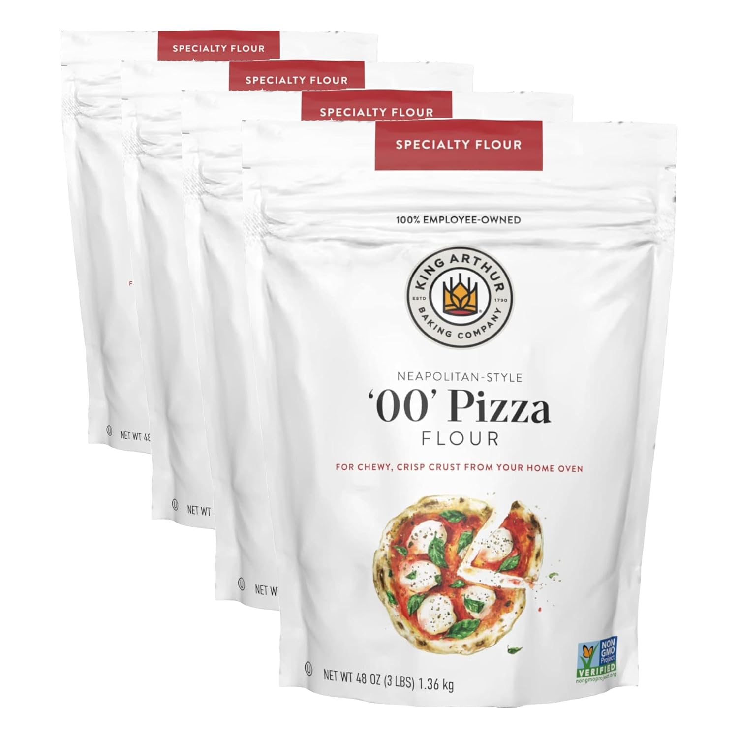 King Arthur 00 Pizza Flour, Non-GMO Project Verified, 100% American Grown Wheat, 3 lb Bag