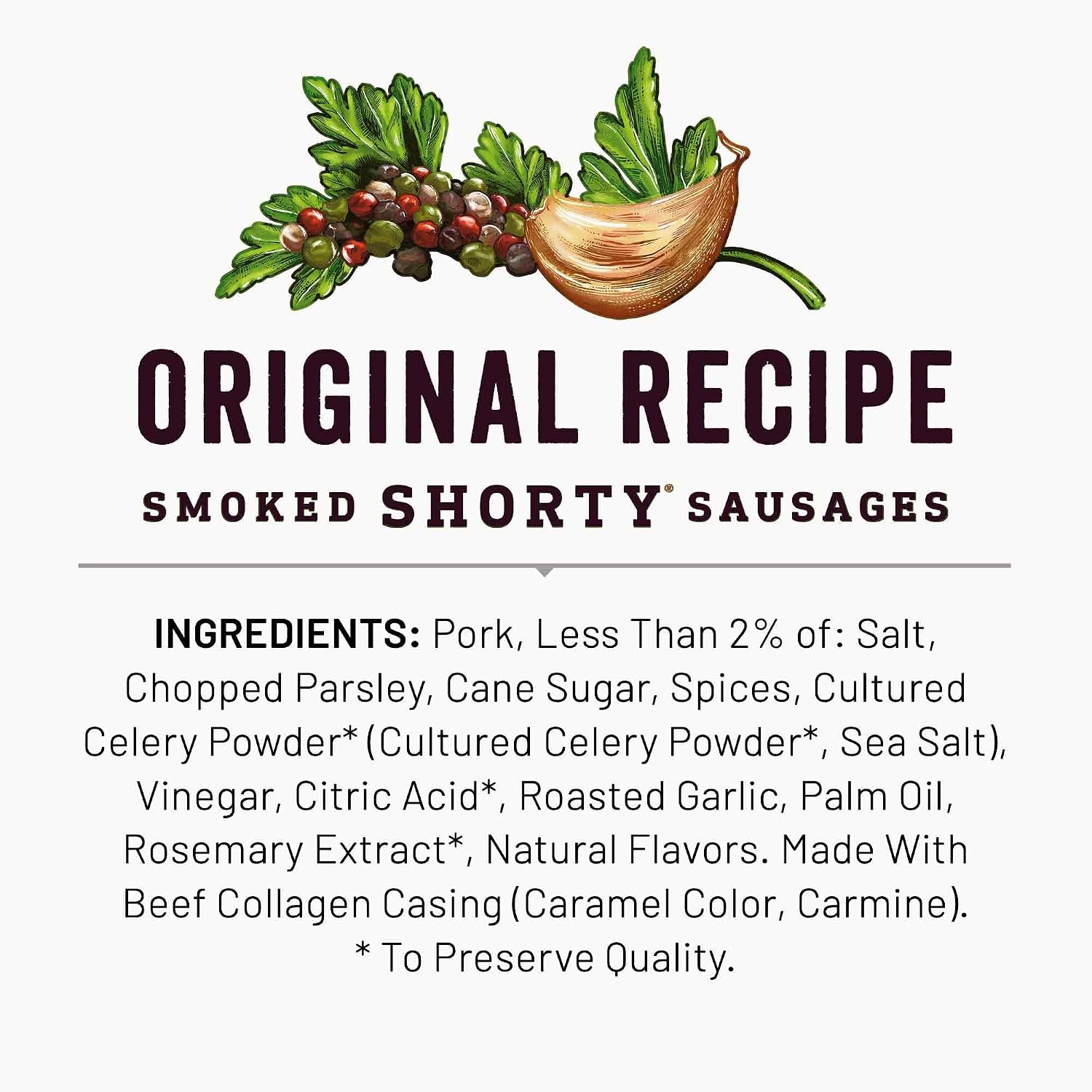 Duke's Pork Original Smoked Shorty Sausages, 7g Protein Per Serving, 4 oz. (Pack of 8)