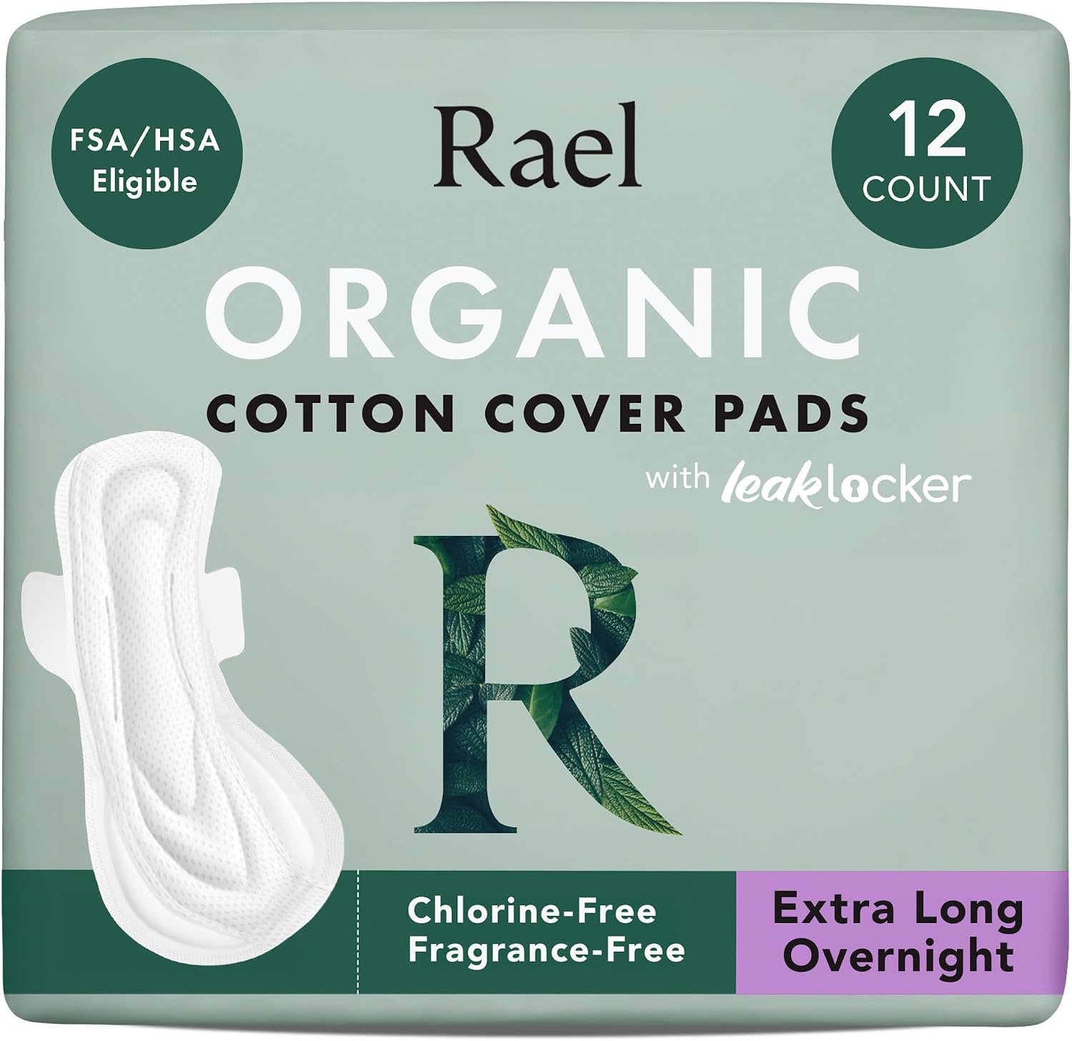 Rael Organic Cotton Cover Sanitary Pads for Women Moderate (Regular, 56 Ct) | Ultra Thin Period Pads with Wings, Regular Absorbency, Unscented, Chlorine Free, Period Essentials, Feminine Care
