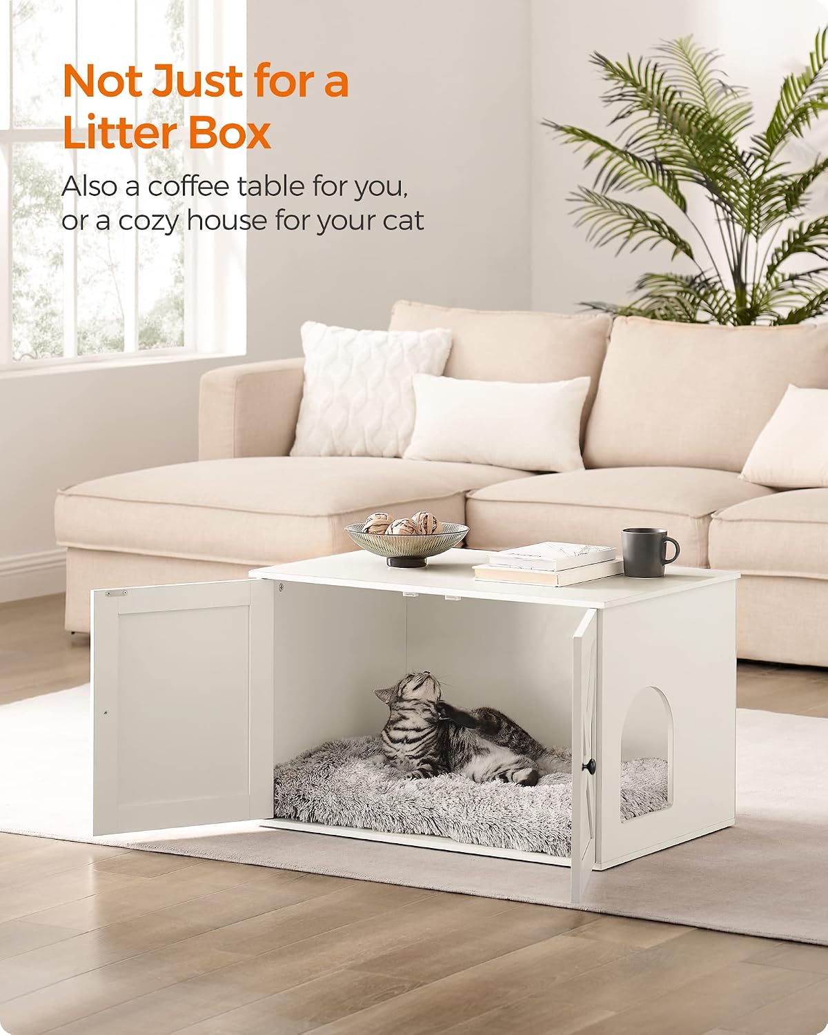 Feandrea Cat Litter Box Enclosure, End Table, 31.5 x 20.9 x 19.7 Inches
