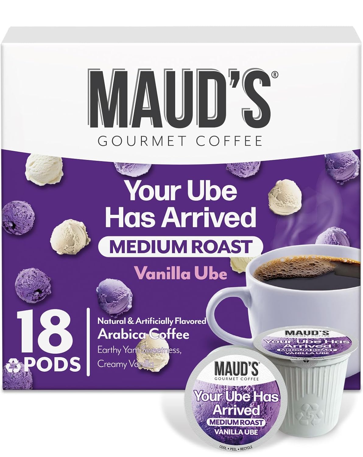 Maud's Family Pack Coffee Pods Variety Pack, 136ct, 12 Assorted Flavors | Medium Roast Flavored Coffee in Single Serve Pods – 100% Arabica Coffee, Compatible with Keurig Coffee Makers