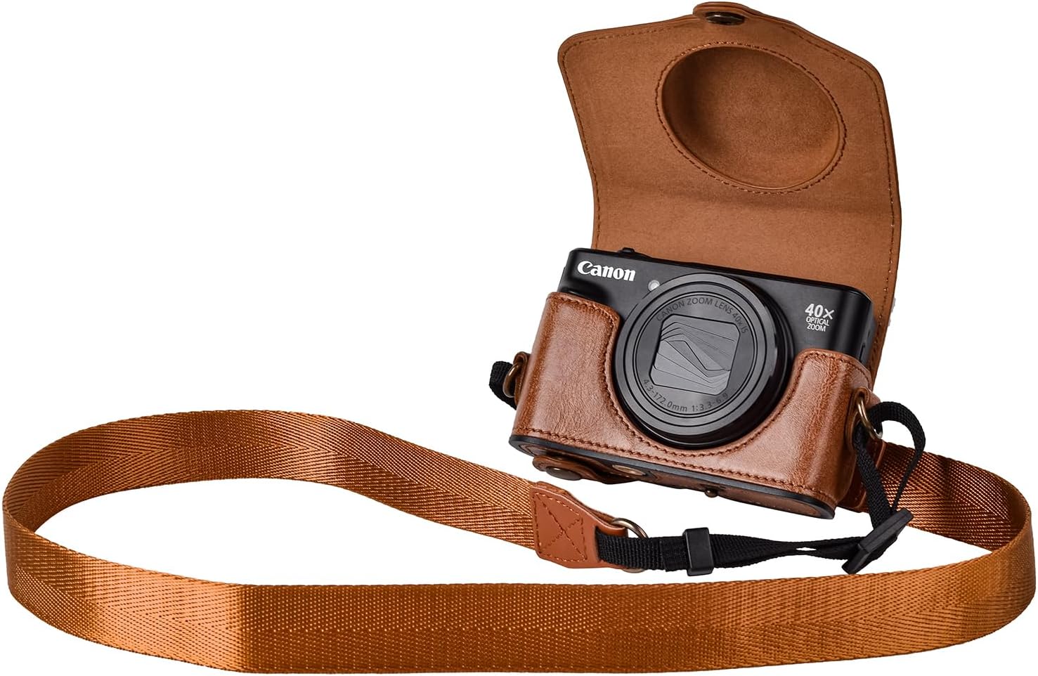 kinokoo Case for Canon PowerShot SX720 HS/SX730 HS/SX740 HS Digital Camera - PU Leather SX740 HS Protective Case Easy Carrying Bag with Adjustable Shoulder Strap - Brown