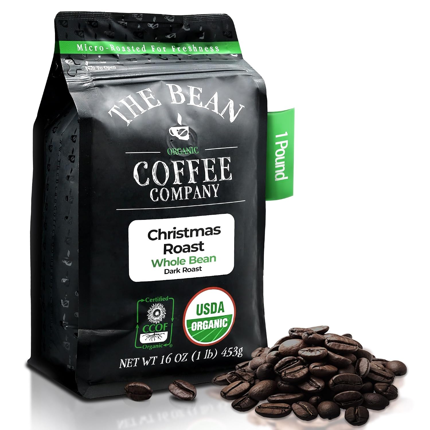 The Bean Organic Coffee Company Le Bean, Dark French Roast, Whole Coffee, 16-Ounce Bag