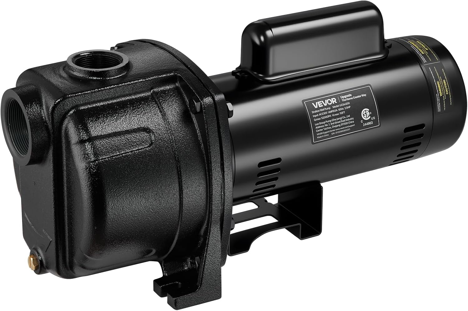 VEVOR 1/2 HP Shallow Well Jet Pump, AC 115/230 Volt, 790 GPH Dual Voltage Cast Iron Well Jet Pump, with 147 ft Max Head Lift, Automatic Pressure Switch, for Garden Irrigation Lawn Sprinkler System