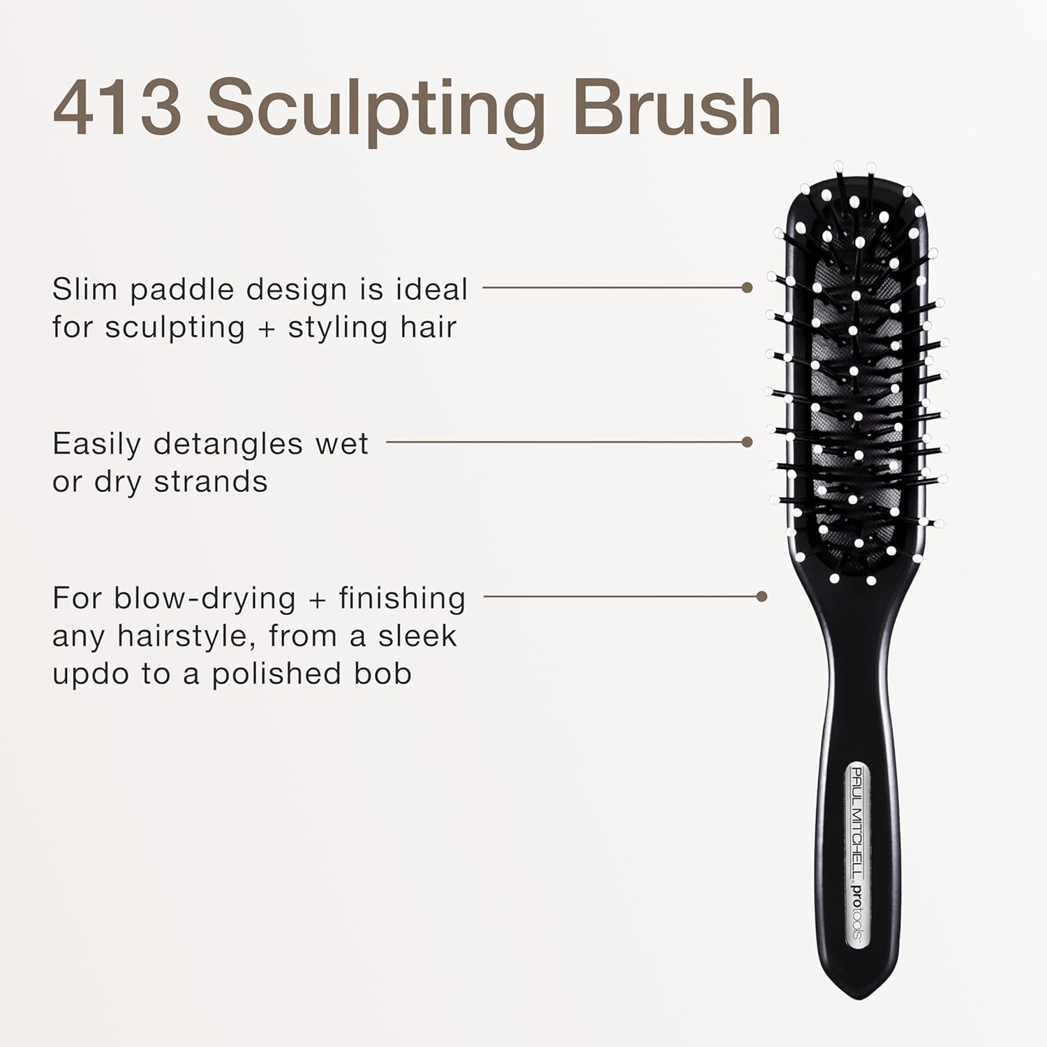 Paul Mitchell Pro Tools 413 Sculpting Brush, Classic Hair Brush for Detangling, Sculpting + Styling Wet or Dry Hair