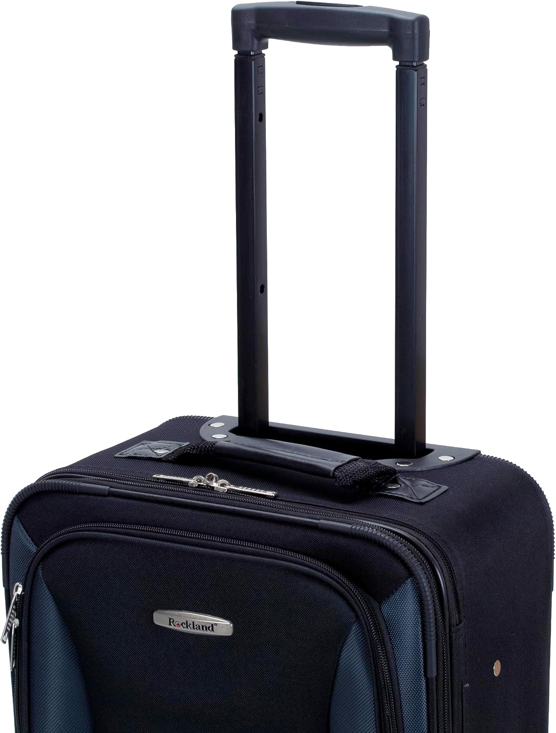 Rockland Fashion Softside Upright Luggage Set,Expandable, Telescopic Handle, Wheel, Black Dot, 2-Piece (14/19)
