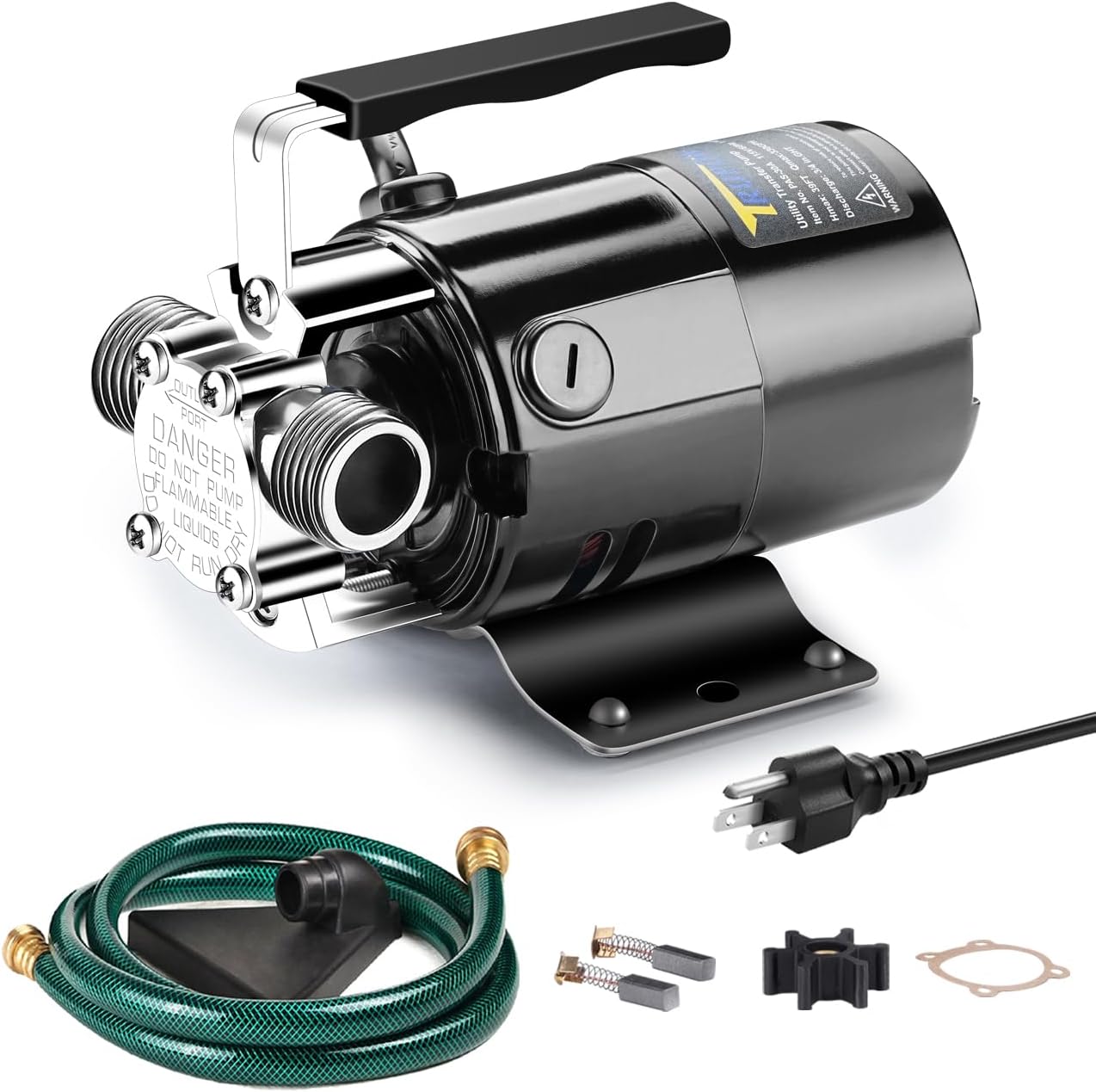 Water Transfer Pump, 115V 1/10HP 330GPH Electric Utility Water Pump with 6ft Water Hose Kit, Portable Small Water Pump For Pool Draining, Removing Water From Rain Barrel, Aquariums, etc.
