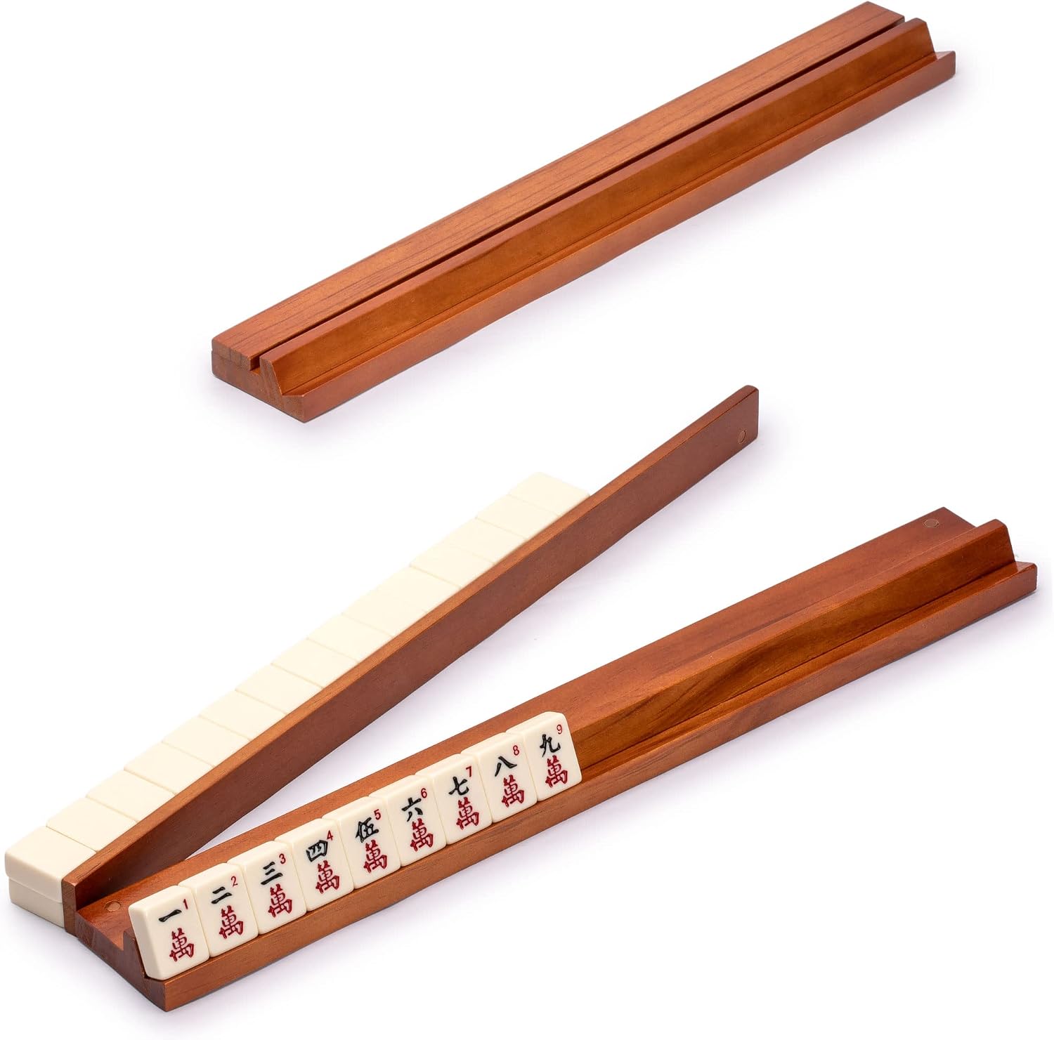Yellow Mountain Imports American Mahjong Set, Mojave (Ivory) with Brown Soft Case, All-in-One Racks with Pushers, Wright Patterson Scoring Coins, Dice, & Wind Indicator