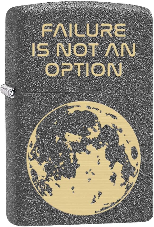 Zippo Lighter: Moon, Failure is Not an Option, Engraved - Iron Stone 80689