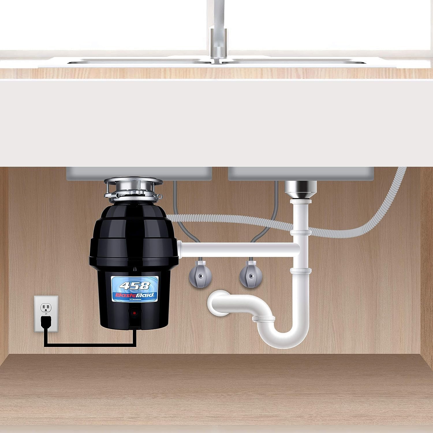 Waste Maid Garbage Disposal, Anti-Jam, Continuous Feed, 1/2 HP Standard | Anti-Jam Stainless Steel Food Waste Grinding System, Quiet Continuous Feed, Easy 3-Bolt Mount, 8-Yr Warranty 10-US-WM-158-3B