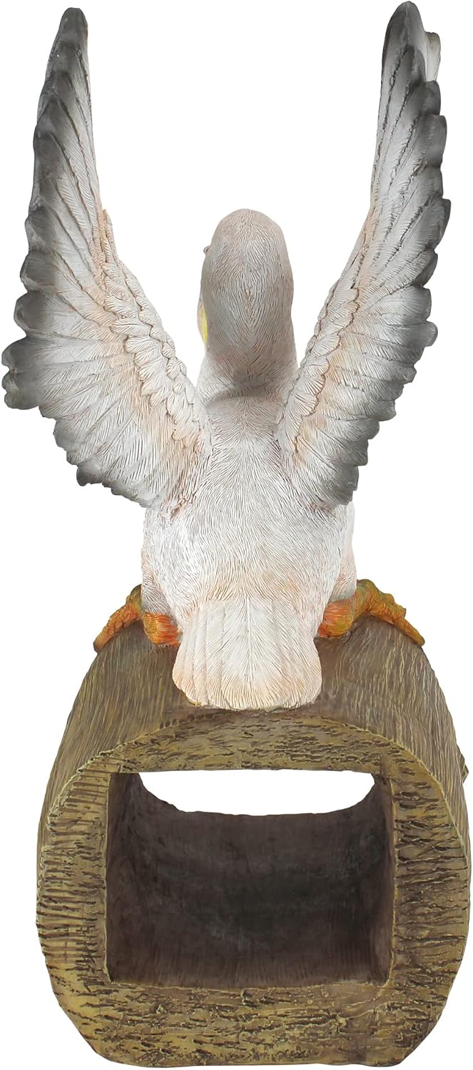 Design Toscano Coastal Decor Ocean's Perch Pelicans Garden Bird Statue, 9 Inch Wide, 24 Inch Tall, Cast Stone Resin, Full Color Finish