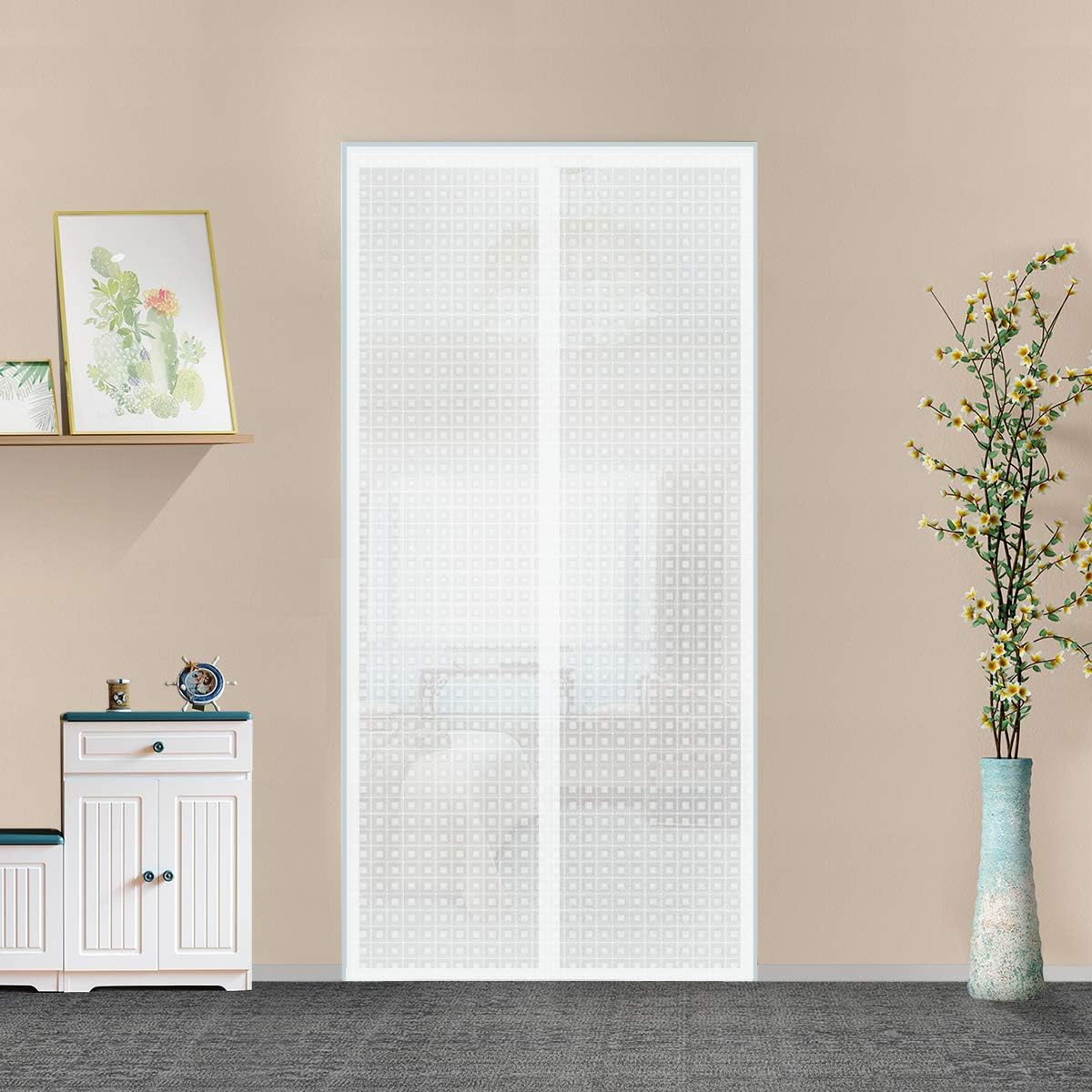 Insulated Door Curtain, Thermal Magnetic Self-Sealing Door Screen Winter Stop Draft Keep Cold Out Cover for Kitchen, Bedroom, Air Conditioner Room