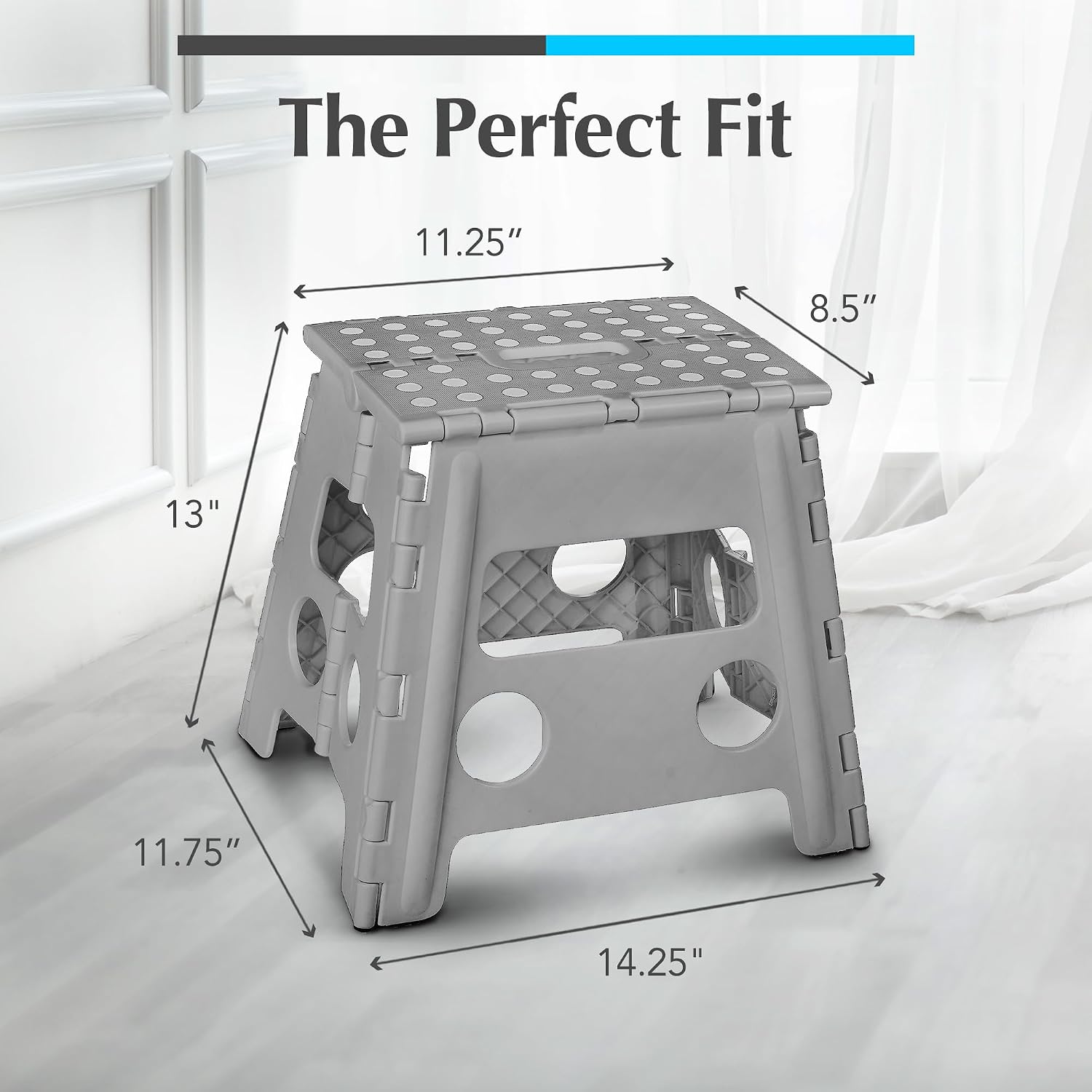 Handy Laundry Folding Step Stool 9 Inch, Black, Non-Slip Holds 300 lbs | 9 Inch, Black, Foldable Collapsible Step Stool, Non-Slip, Holds 300 lbs, Kitchen Bathroom Bedroom, Adults