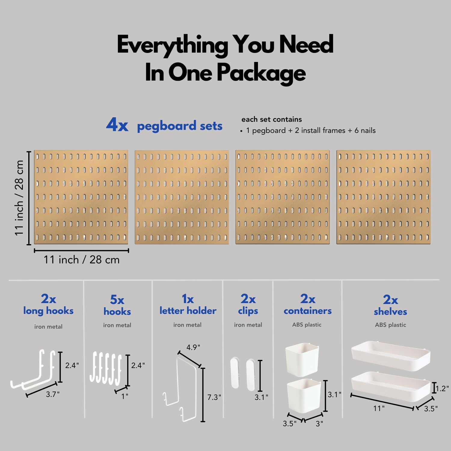 Keepo Peg Board Wall Organizer – Plastic Pegboard Panels, Modular Peg Board Storage System For Home Office, Craft Room, Gaming Setup (White