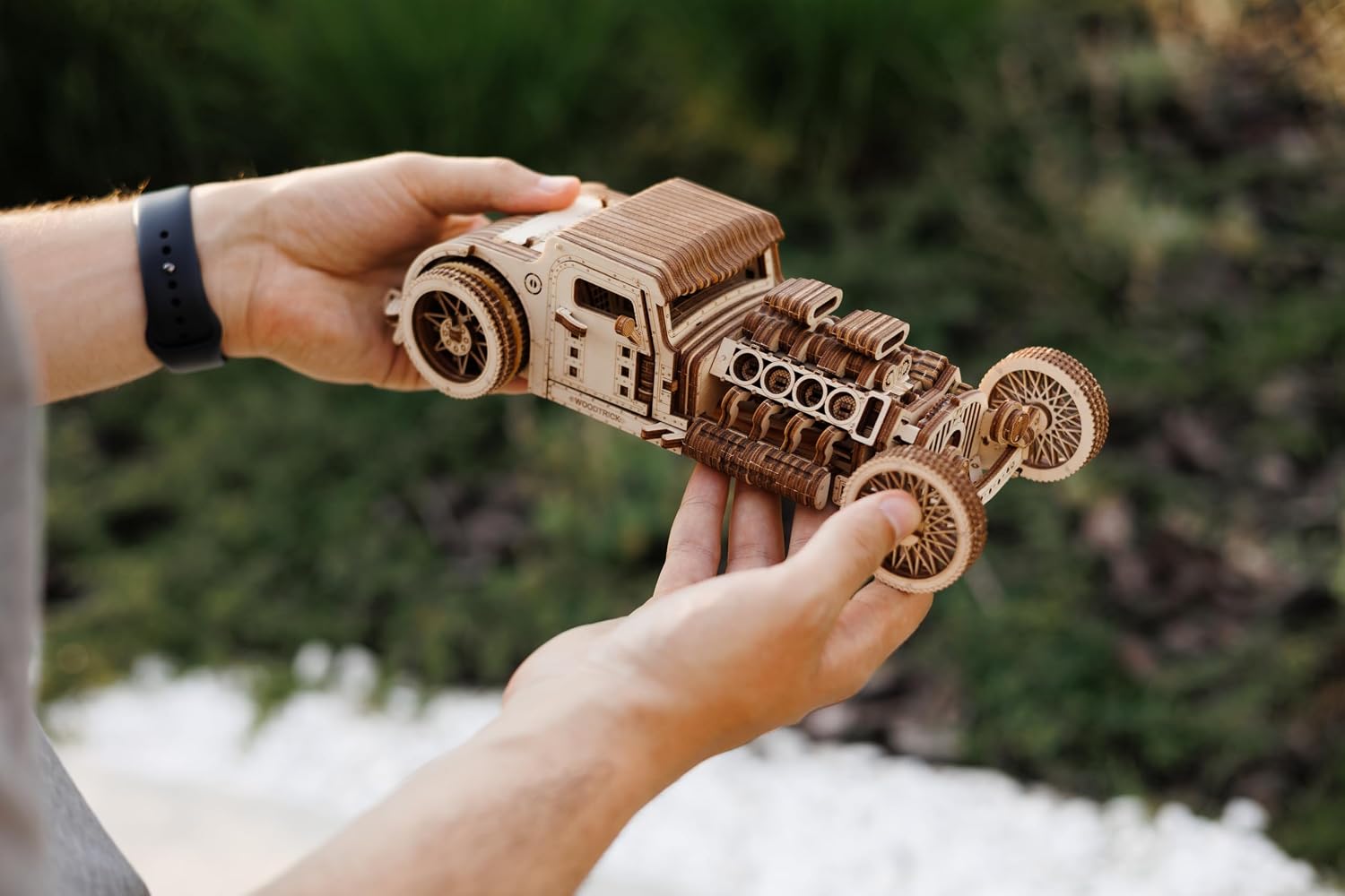 Wood Trick Hot Rod Car 3D Wooden Puzzles for Adults to Build