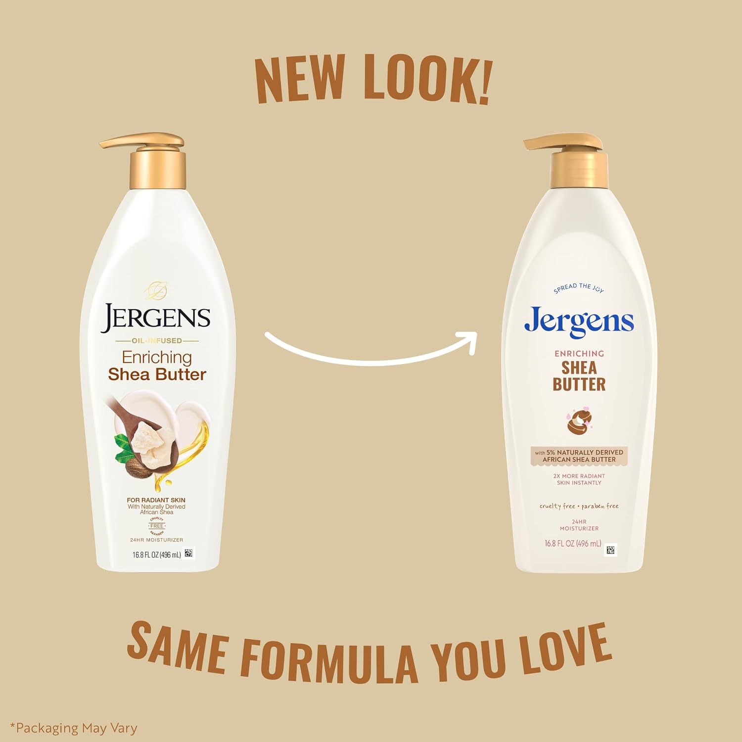 Jergens Shea Butter Body Lotion, Deep Moisturizer for Dry Skin, 16.8 fl oz | Enriching Hand and Body Lotion, Vitamin E, Extremely Dry Skin Relief, 2.5X More Radiant Skin, Deep Conditioning