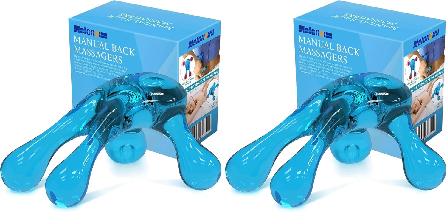 Melonsun Palm Massage Tool - Handheld Four-Point Deep Tissue Massager for Trigger Point, Neck Back Shoulder Pain Relief, Self Massage Between Shoulder Blades, No Therapist Needed