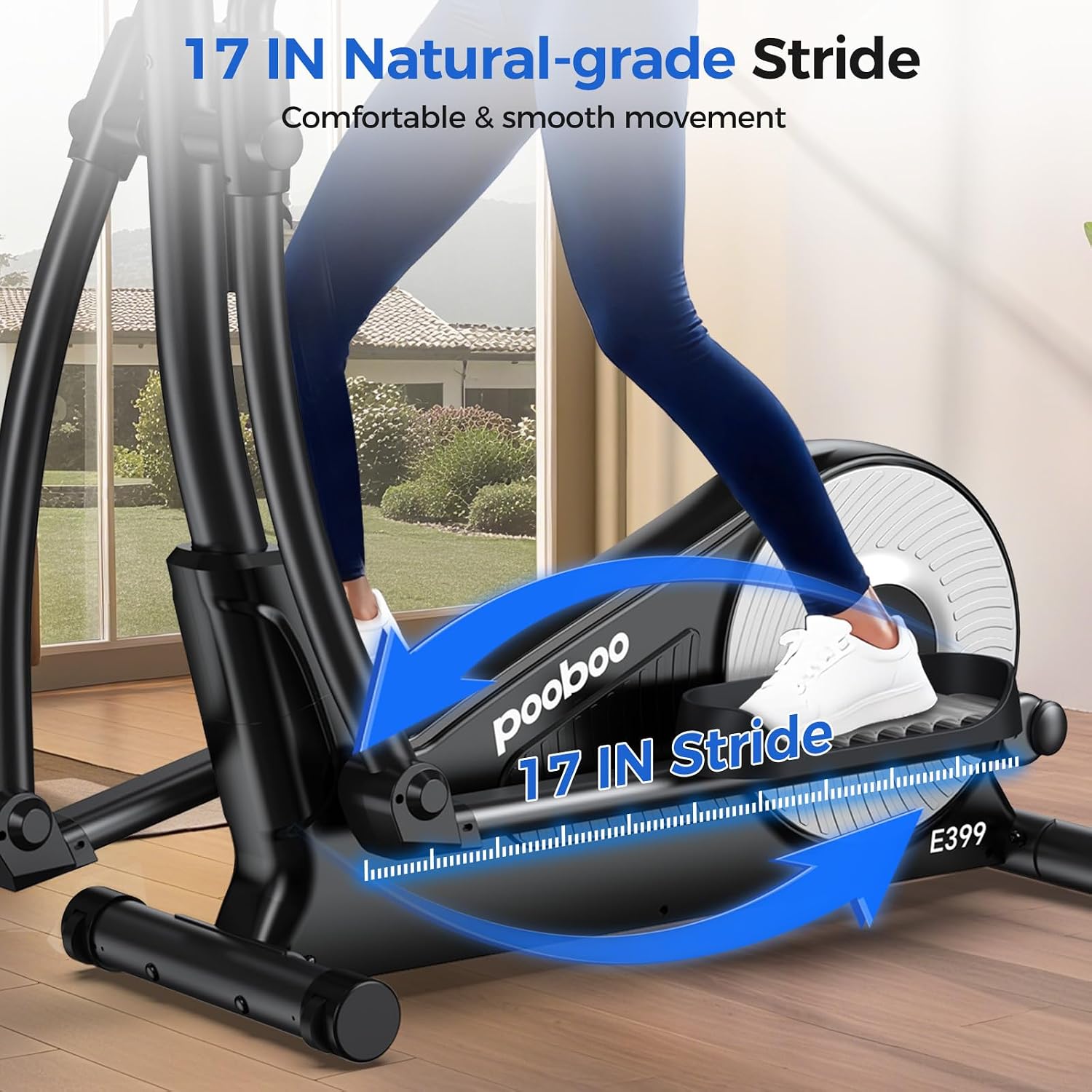 pooboo Elliptical Machine, Elliptical Exercise Machine with 16-Level Resistance&Quiet Magnetic Driving System, Elliptical Machine for Home with LCD Monitor&15.5-17IN Stride, 350LBS Weight Capacity
