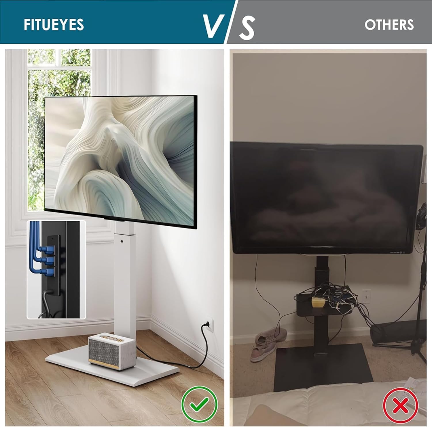 FITUEYES Iron Base Universal Floor TV Stand for 32-65 Inch TVs, Black