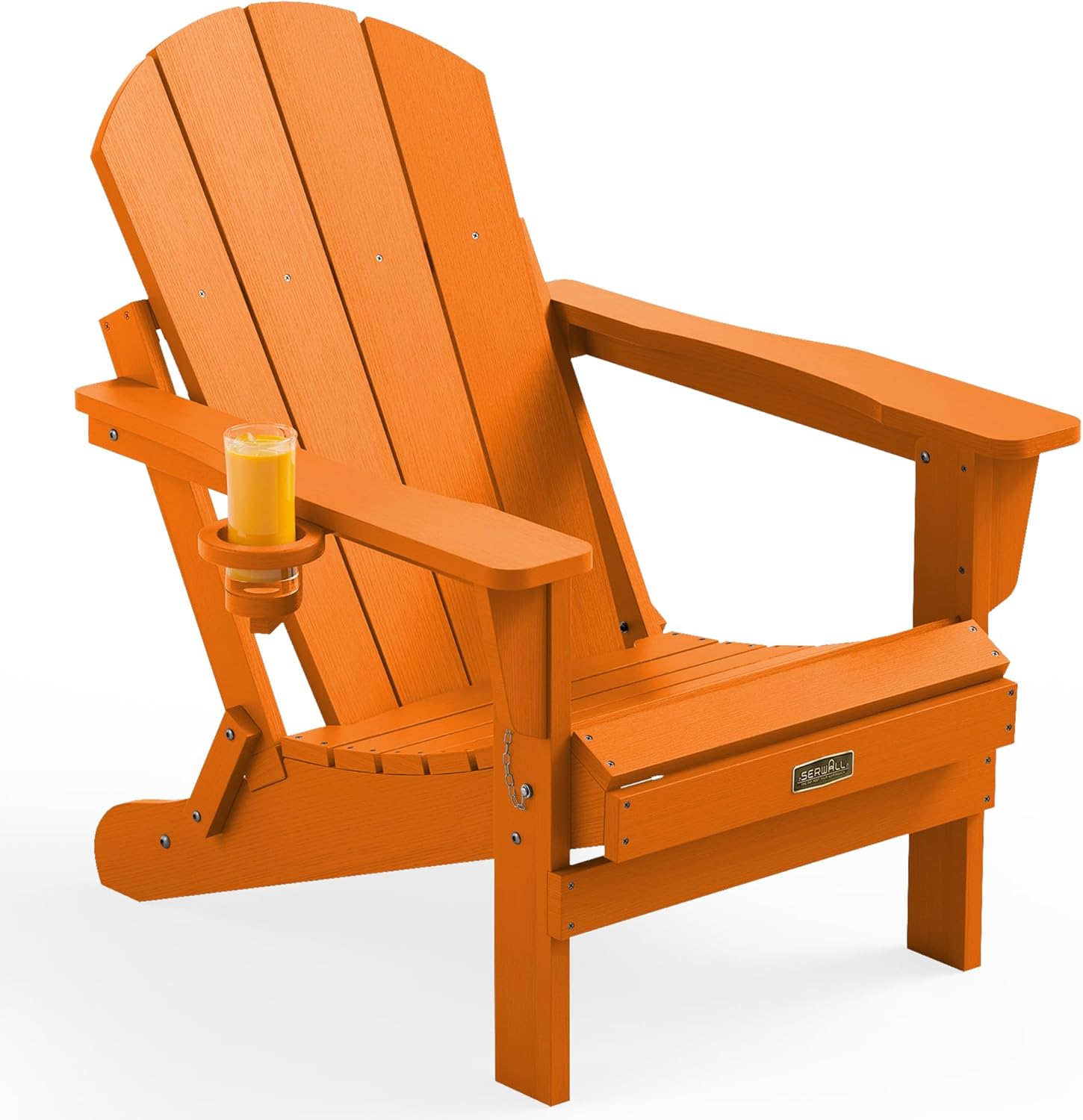 SERWALL Folding Adirondack Chairs with Cup Holder, Outdoor Fire Pit - Blue