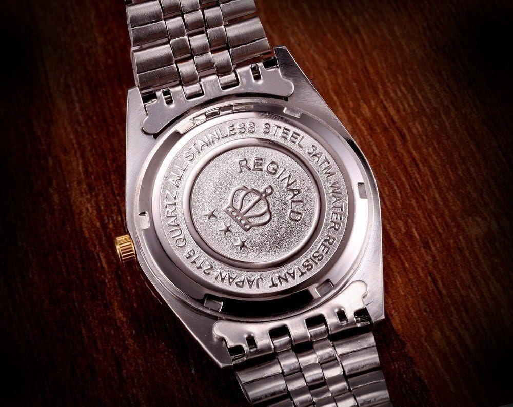 FANMIS Luxury Unisex Gold Crystal Quartz Calendar Gold Silver Two Tone Stainless Steel Watch