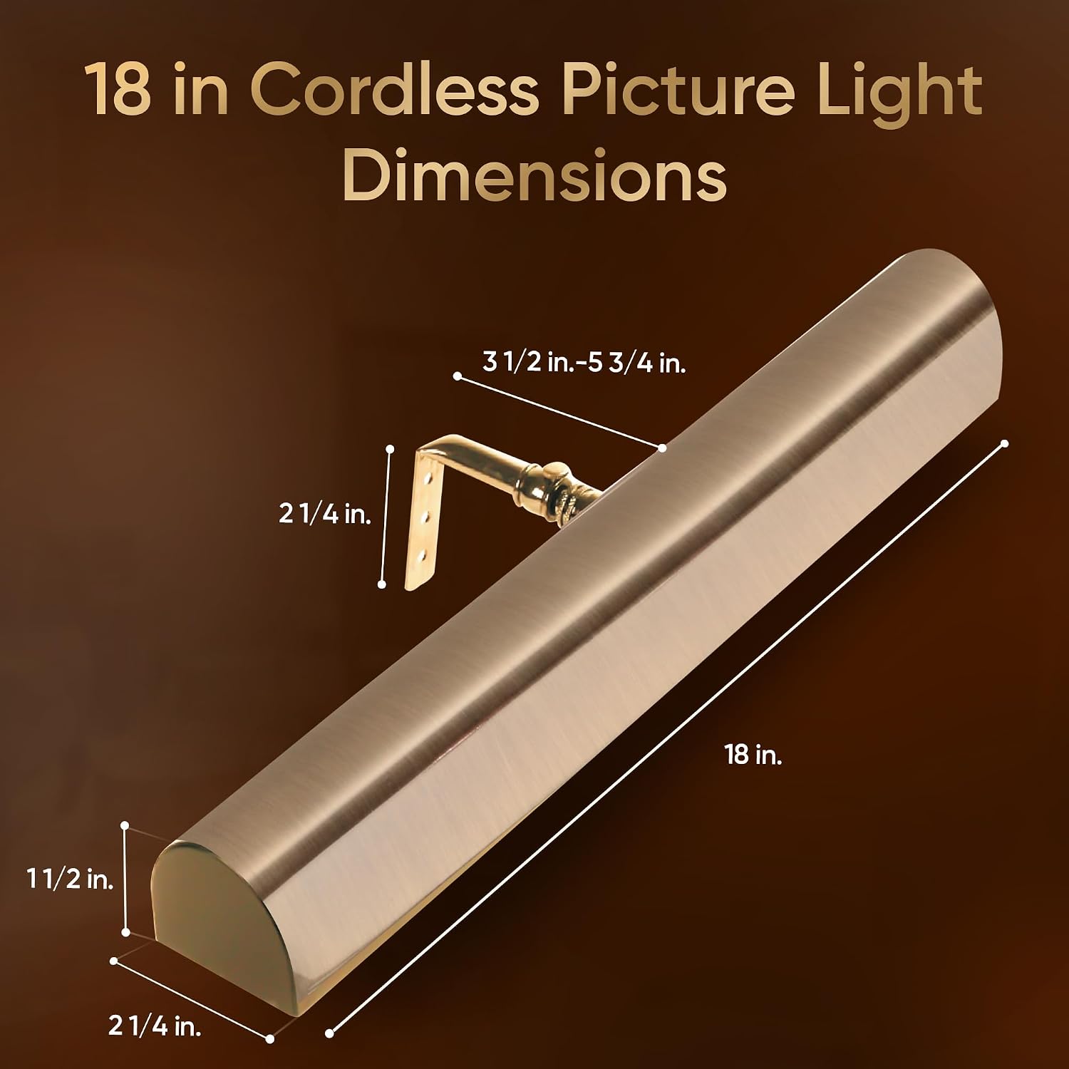 Concept Lighting 102L Cordless Remote Control LED Picture Light- 11 1/2 inch Antique Brass With Silver Undertones