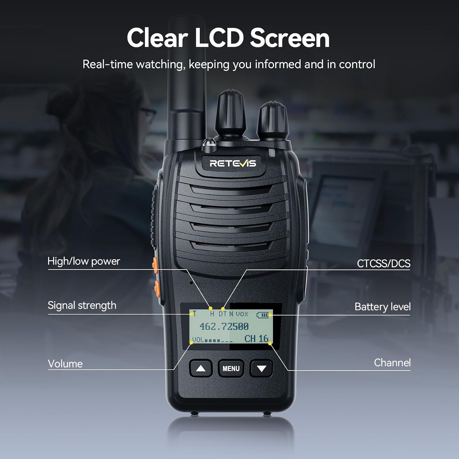 Retevis H777H Walkie Talkies with Earpeice,Portable FRS-Two Way Radio 6Pack | For Schools, Shatterproof Hidden Display, 6-Way Charger, USB-C, Emergency Alarm, Flashlight, with Stretchable Coiled Headset