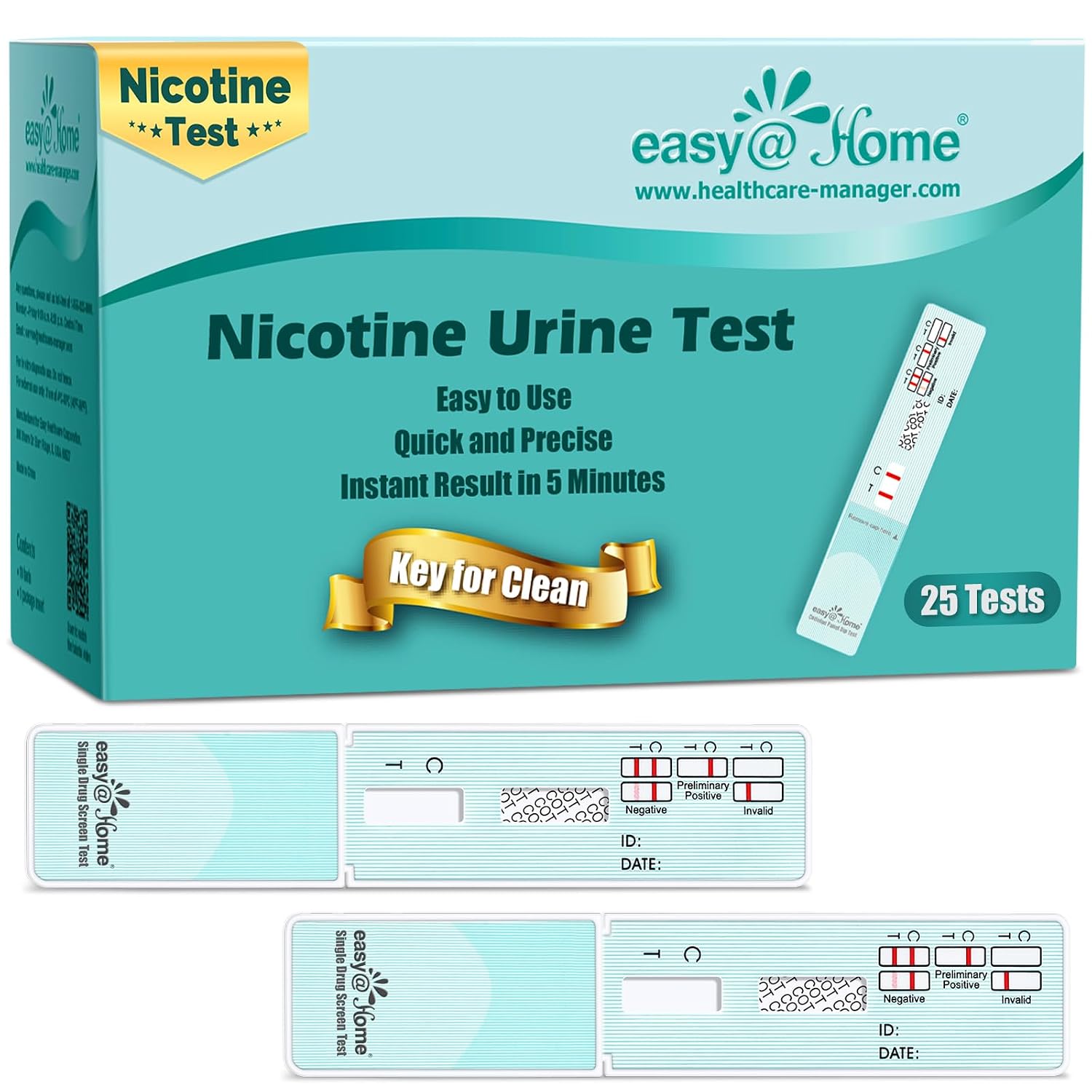 Easy@Home 25 Pack Nicotine Urine Test Strips, Cotinine Urine Screen Test