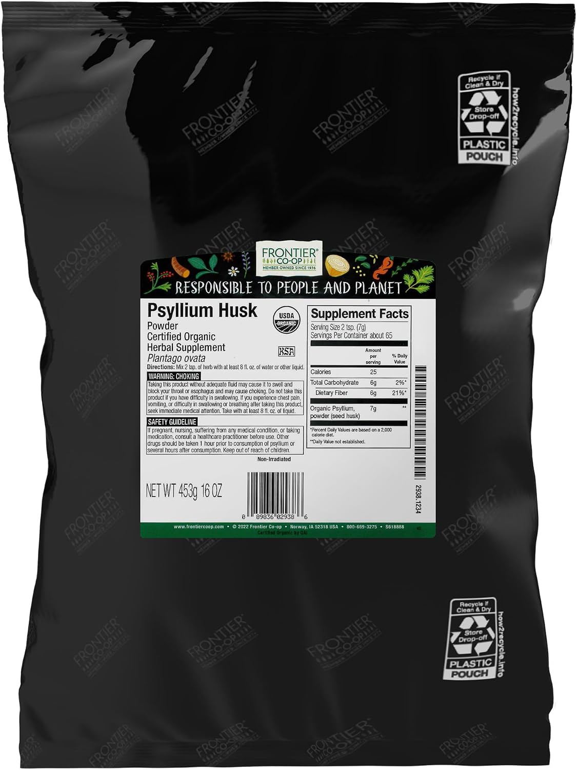 Frontier Co-op Organic Psyllium Husk Powder 1lb