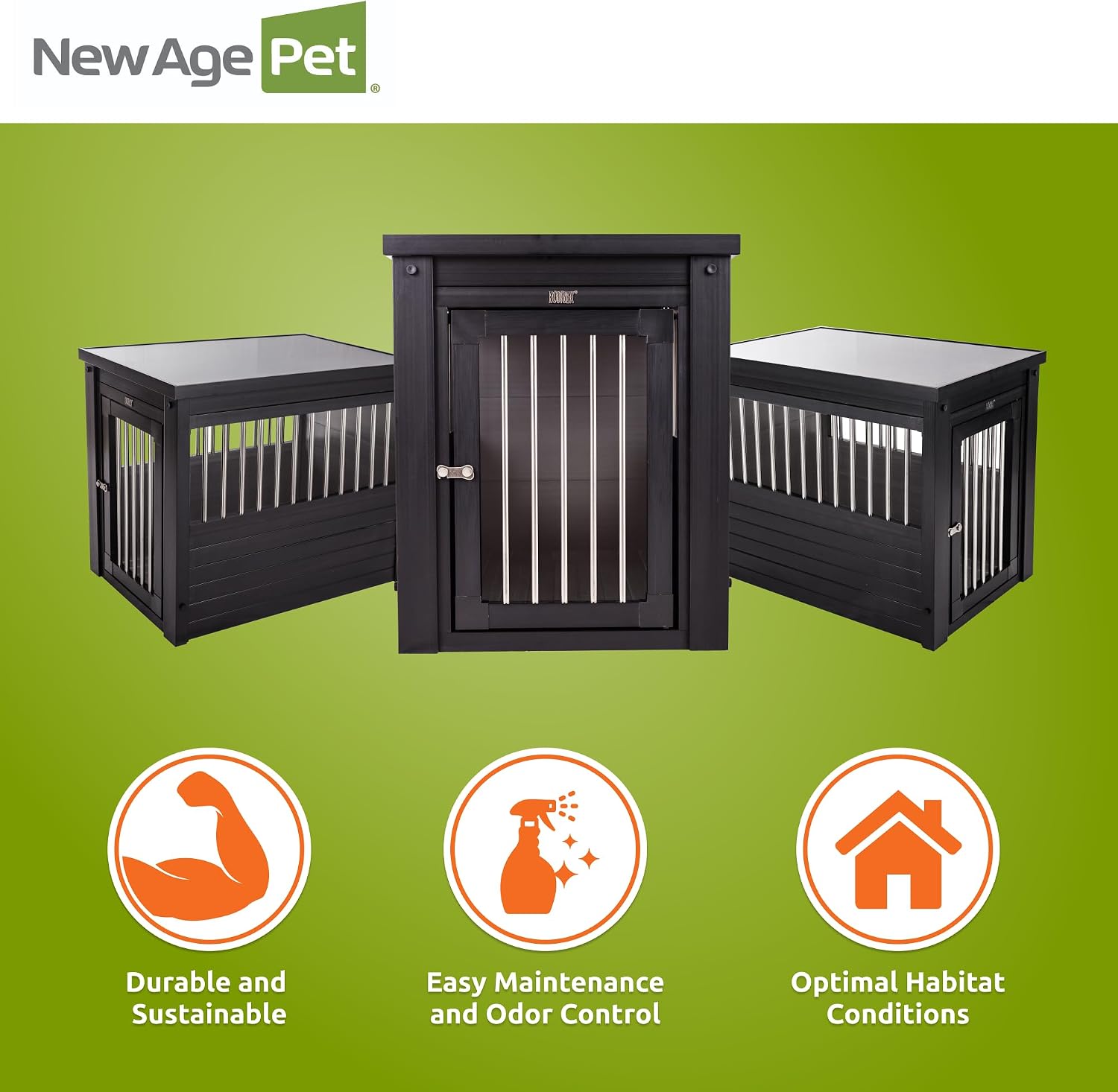 New Age Pet ecoFLEX Pet Crate/End Table, Small, Grey, Model:EHHC405S