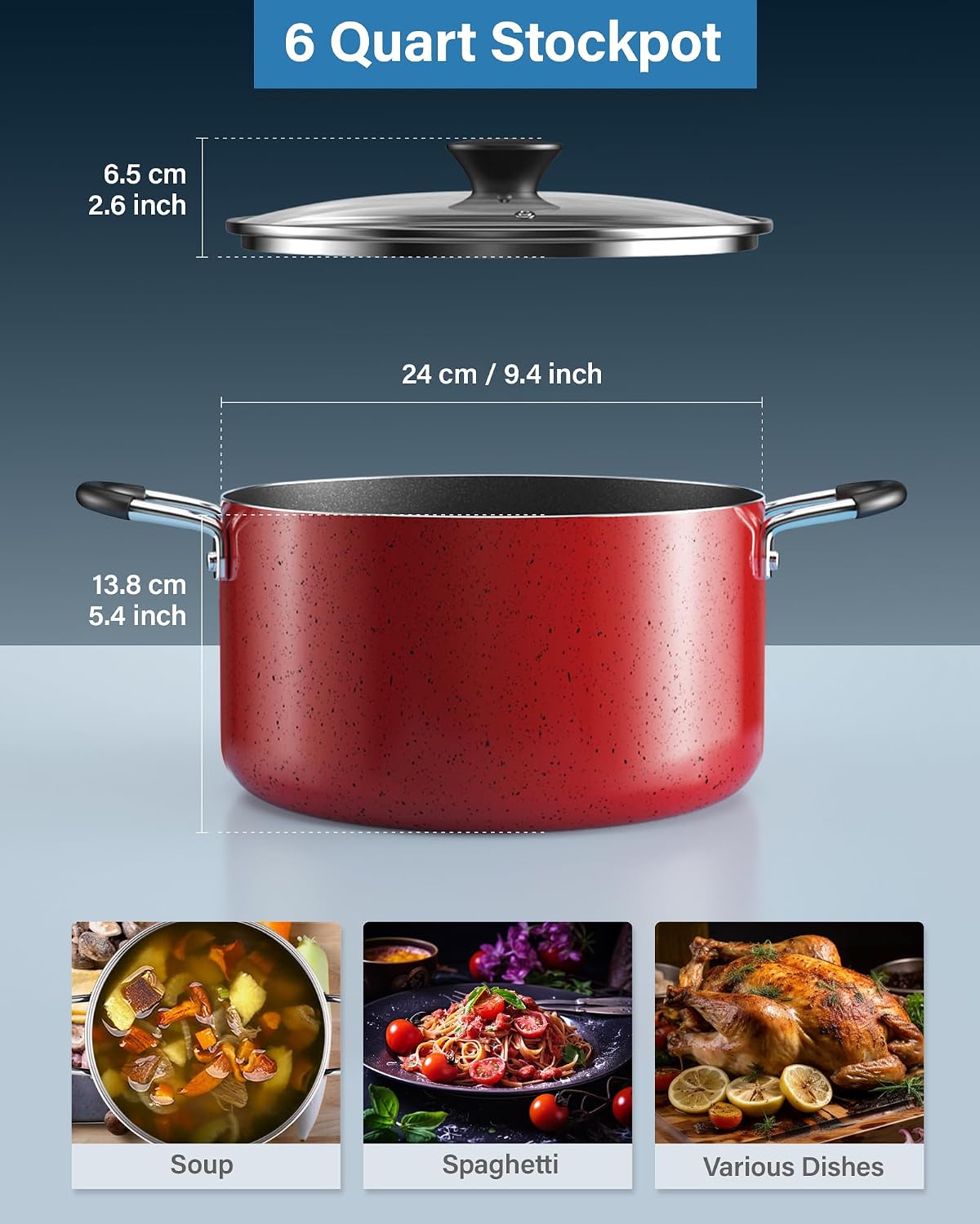 Cook N Home 10.5 Quart Non Stick Stock Pot with Lid, Large Pots for Cooking
