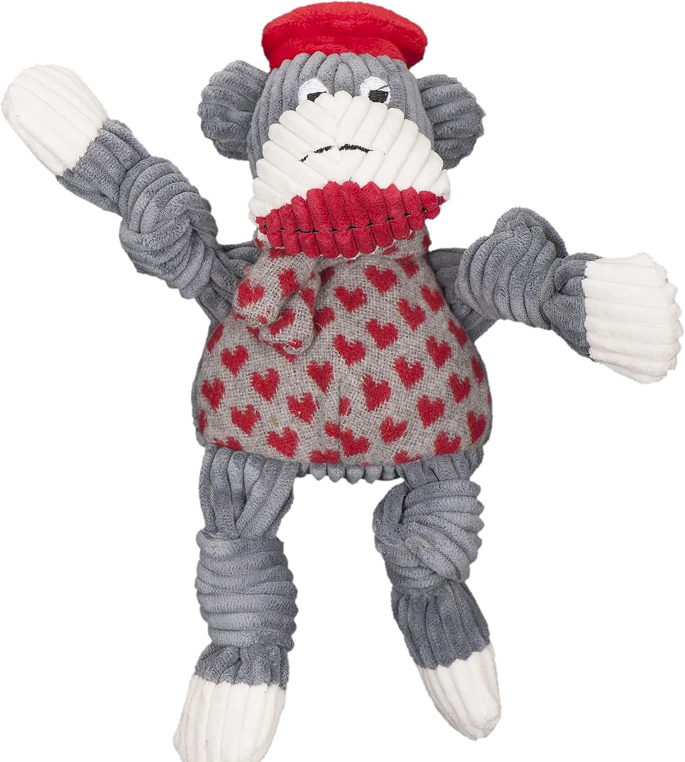 HuggleHounds Knottie Plush Dog Toy - Dog Stuffed Animal Toy, Squeaky Puppy Toys, for Small, Medium & Large Dogs, Durable Plush to Keep Them Busy - Stuey Sock Monkey, Large