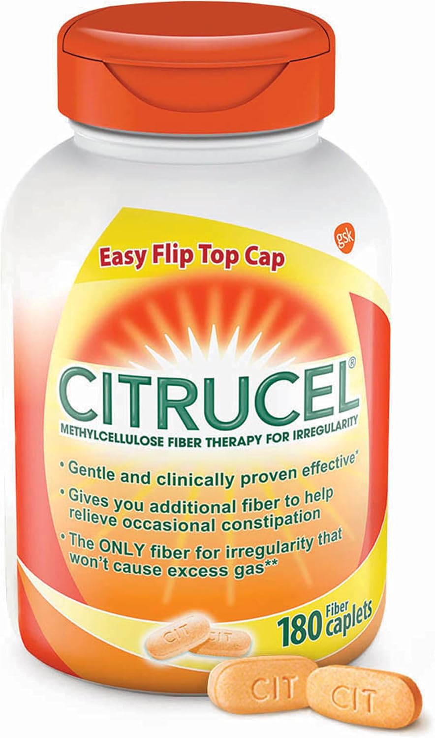 Citrucel Powder Fiber Therapy for Occasional Constipation Relief, 16.9 oz | Sugar Free, Methylcellulose Fiber Therapy for Irregularity That Won't Cause Gas, Orange Flavor