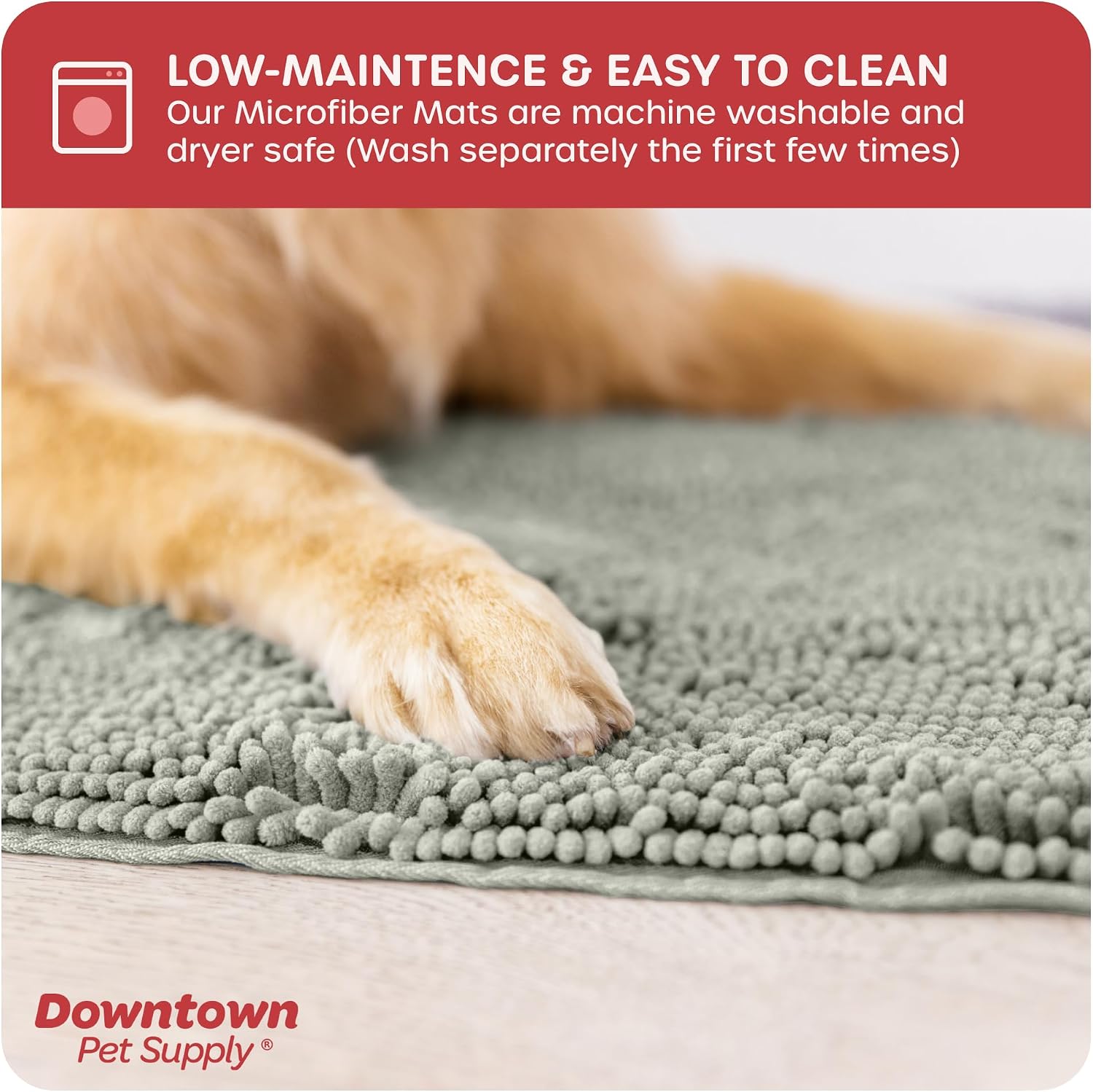 Dog Mud Mat, 31" x 20" Sage – Thick Microfiber Entry Rug for Snow, Mud & Salt – Absorbent, Quick-Dry, Washer-Safe & Non-Slip, Medium