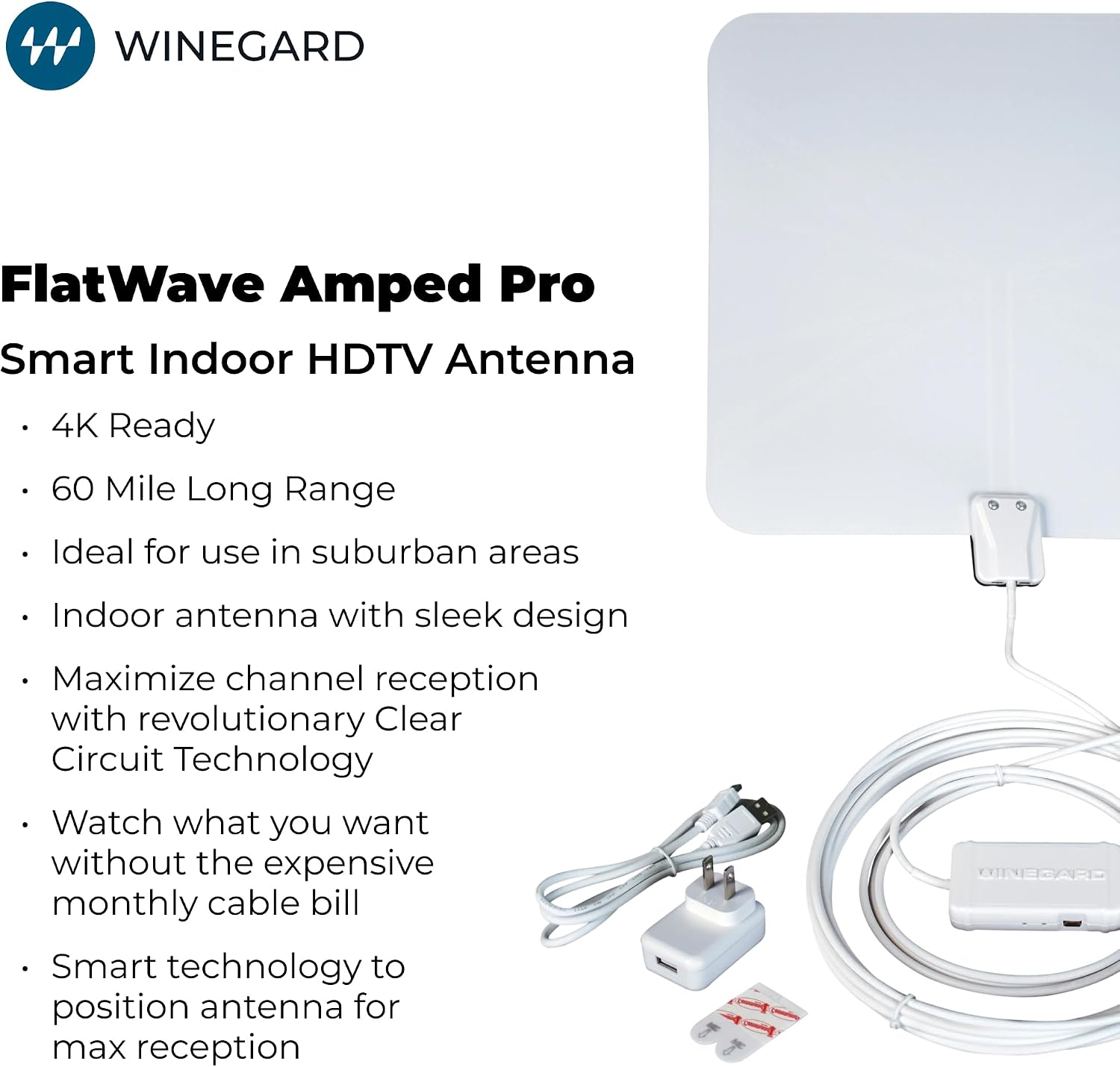 Winegard FL-5000 Indoor HD Antenna FlatWave - Non-Amplified VHF/UHF Indoor TV Antenna-Over-the-Air Reception-40 Mile Range-NextGen TV Compatible Ultra-Thin-Dual Color Easy Setup-For Metro Areas