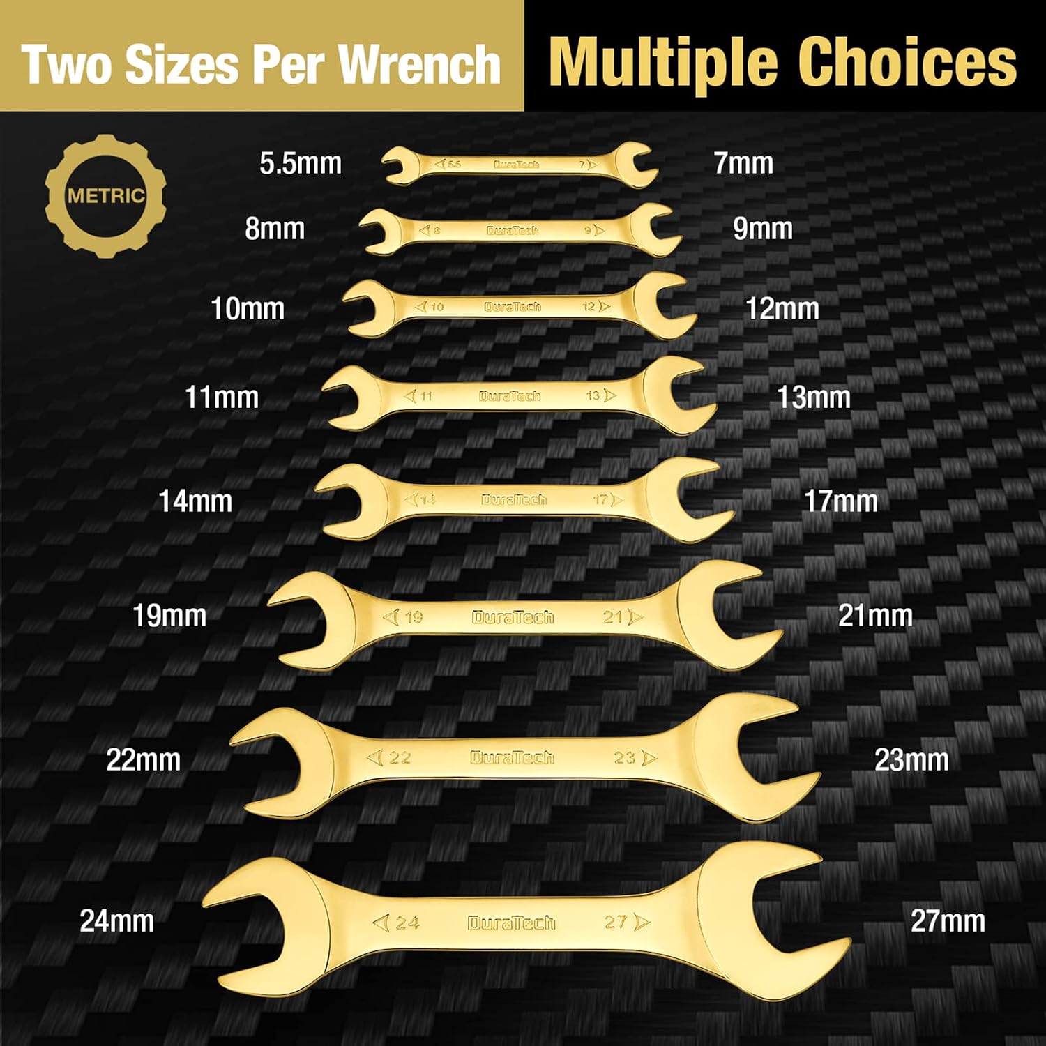 DURATECH Super-Thin Open End Wrench Set, 8-Piece, Metric