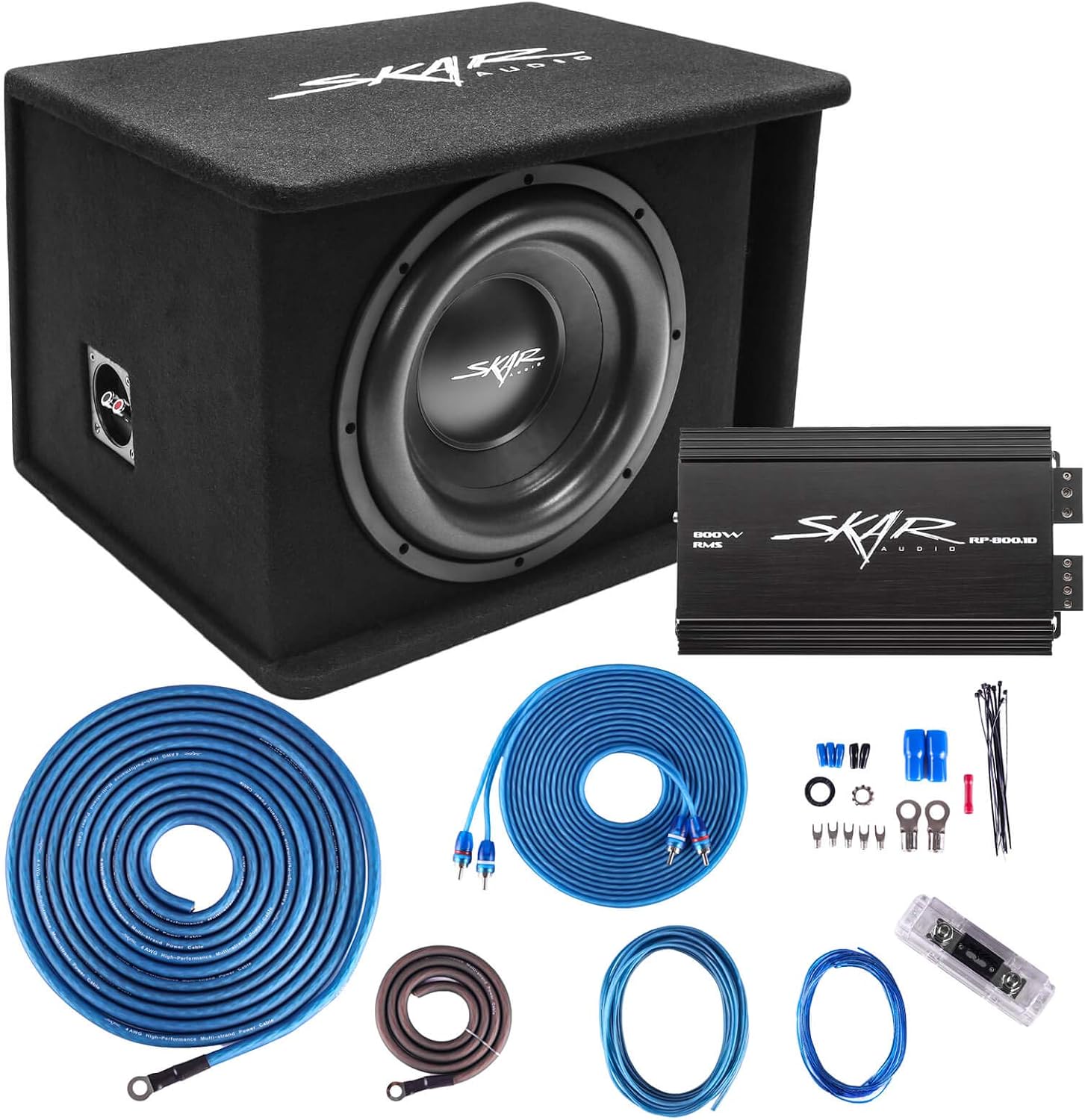 Skar Audio Single 8" Complete 700 Watt SDR Series Subwoofer Bass Package - Includes Loaded Enclosure with Amplifier