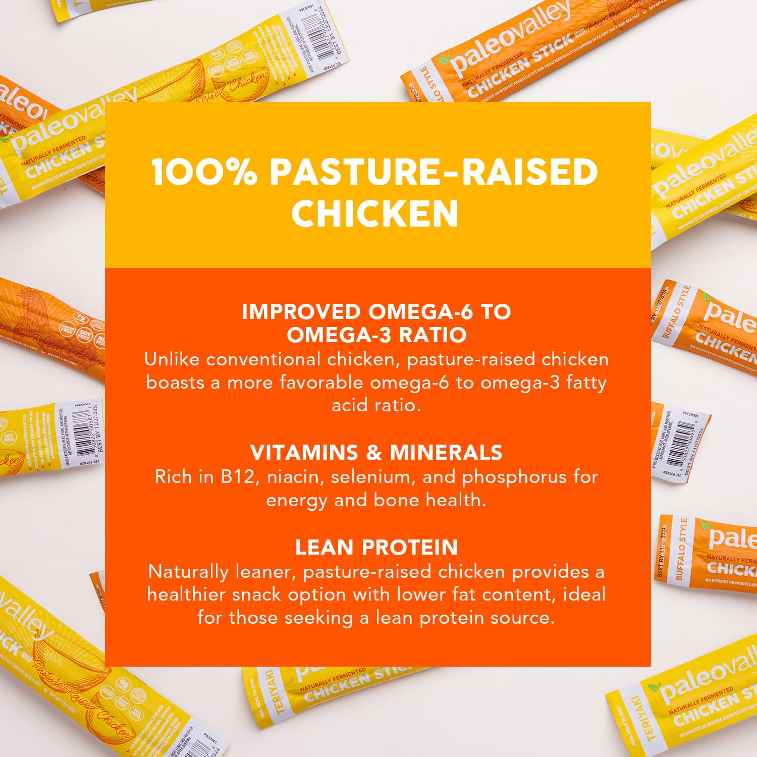 Paleovalley 100% Grass Fed Beef Sticks, Protein Snacks, Original | 10 Count, Individually Wrapped, Naturally Fermented, Gluten Free, Keto and Paleo, Made With Simple Ingredients, 6g Protein