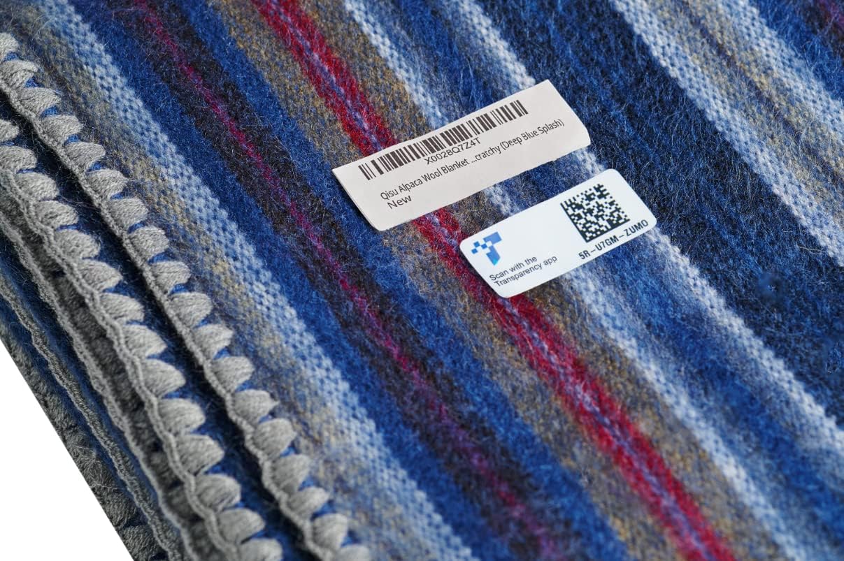 QISU Alpaca Wool Blanket Throw | Large, Beautiful, Warm, Variegated | 85 x 65 inches | Ultra-Soft, Hypoallergenic and Breathable | Non-Itchy or Scratchy Fabric (Green Variegated)