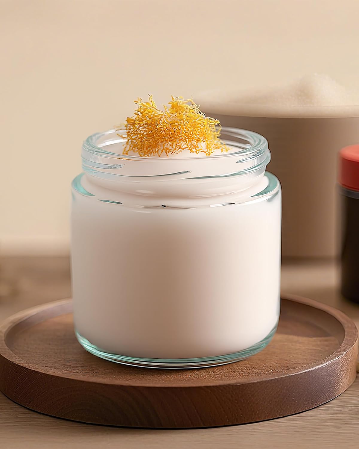 2 oz Glass Jars with Lids, Hoa Kinh 24 Pack Clear Small Cosmetic Glass Jars