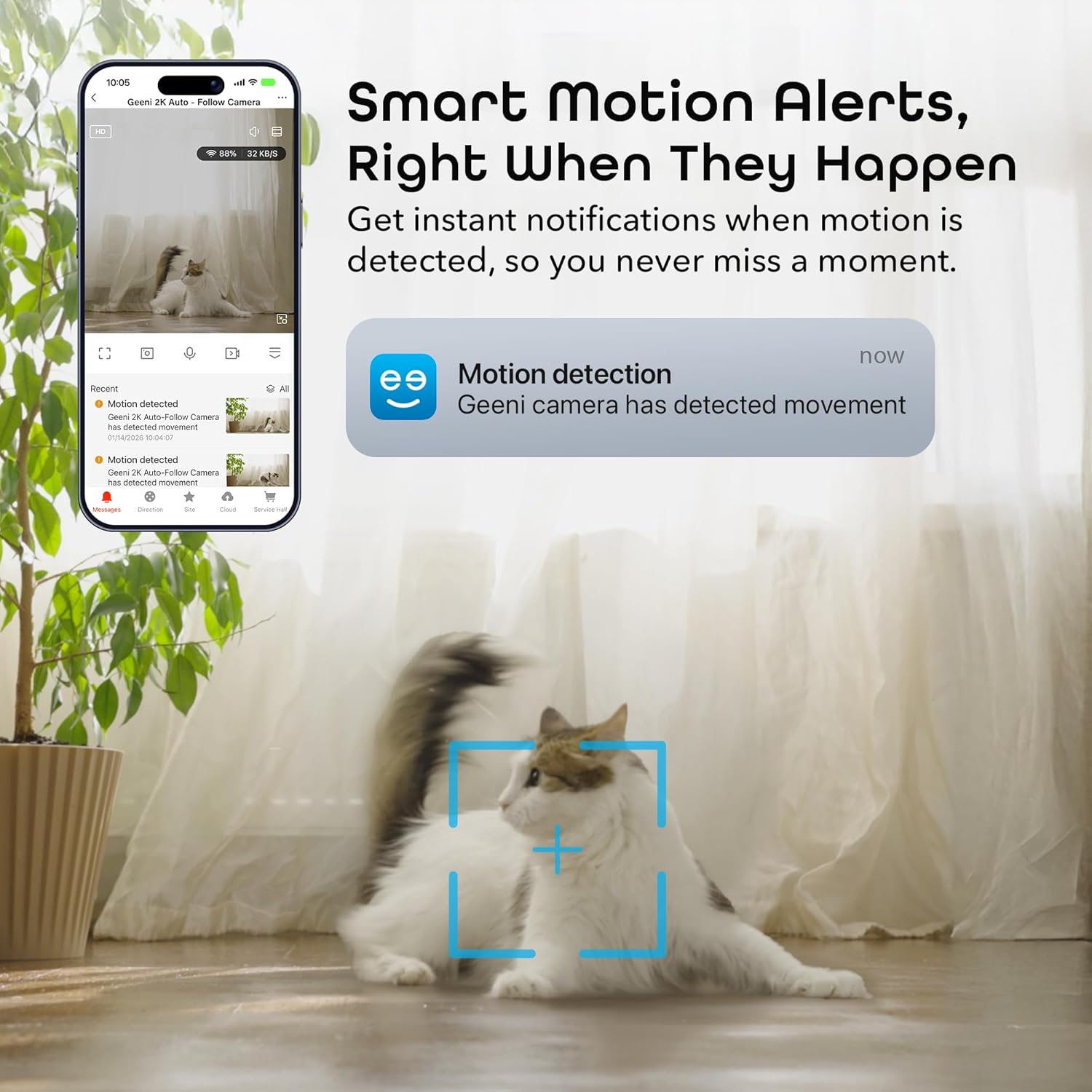 Geeni Orbit 3MP Smart PTZ Security Camera – 2K HD Indoor Security Camera with Auto-Follow Motion Tracking, Pan, Tilt, & Digital Zoom