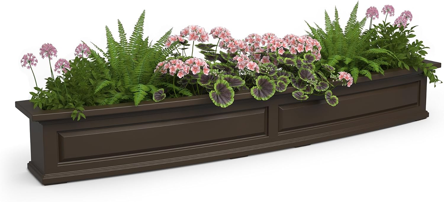 Mayne Nantucket 36in Self-Watering Rectangular Window Box Planter, White | Self-watering, All season, Fade resistant, Mounting brackets included, Built-in overflow, 15-year warranty