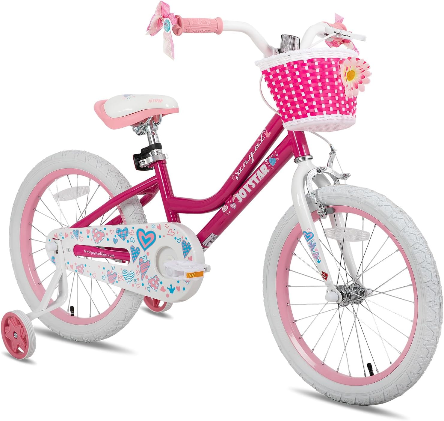 JOYSTAR Angel Girls Bike for Toddlers and Kids Ages 2-12 Years | 12-20 Inch Kids Bike with Training Wheels & Basket, 20 24“ Bicycle with Kickstand