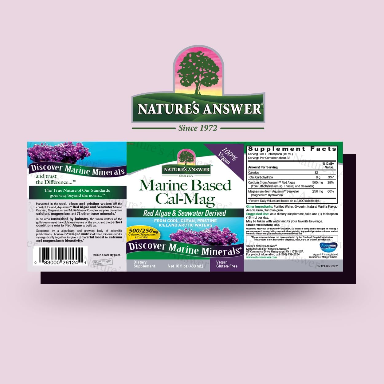 Nature's Answer Marine Based Magnesium, Super Concentrated 500mg | Plant Based | Red Algae & Seawater Derived | Alcohol-Free & Gluten-Free | Vegetarian Capsules 90ct