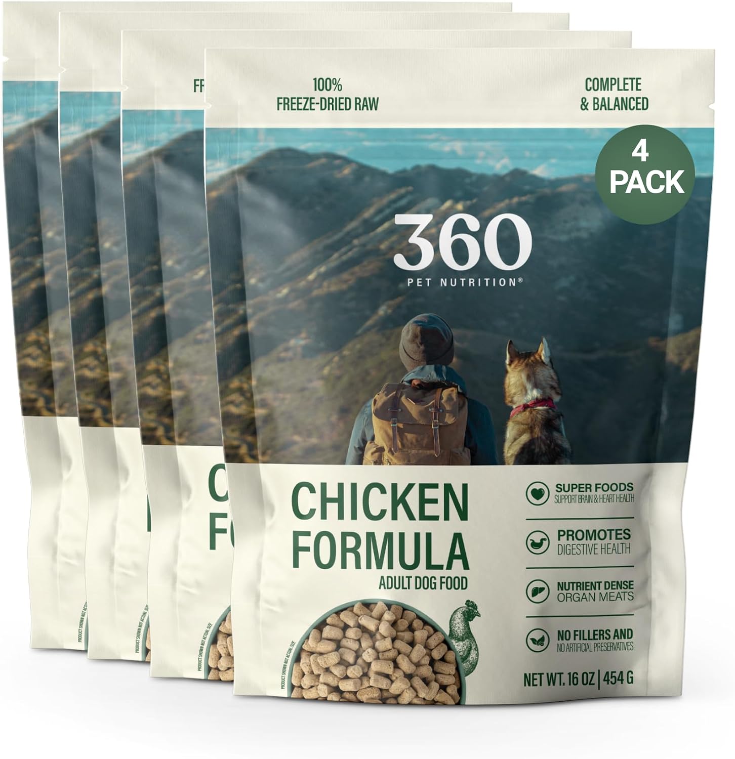 360 Pet Nutrition Freeze-Dried Raw Dog Food – Multi-Protein with Beef, Chicken, Fish, Liver & Organs