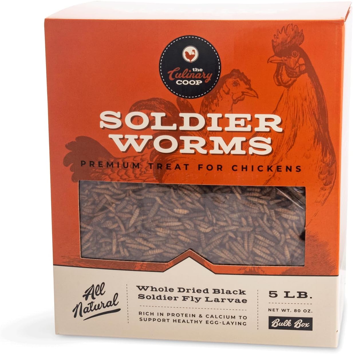 Fluker's Culinary Coop Premium Chicken Treats, Dried Soldier Worms, Packed with Protein and Calcium, 100% Natural Rich Grubs for Chicken, Backyard Birds, and Reptiles, 16 oz