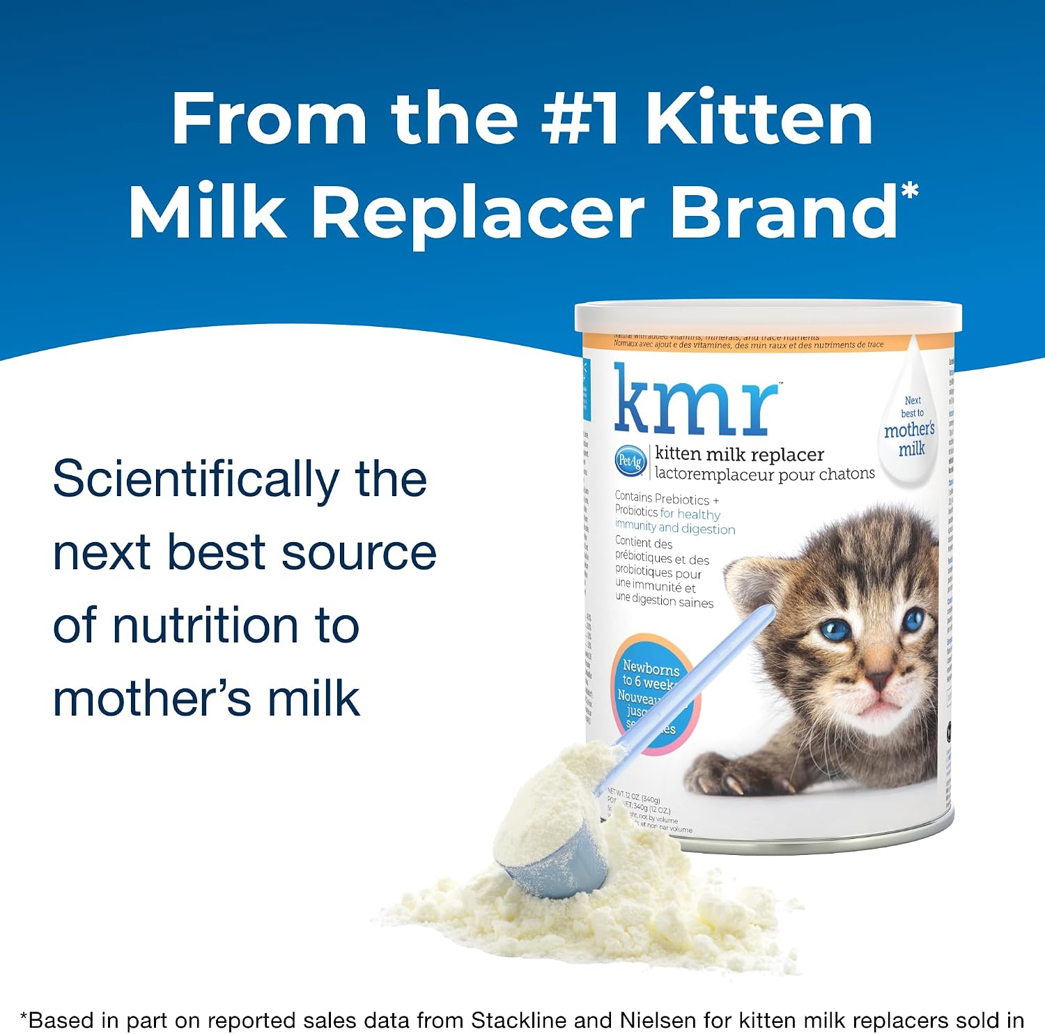 Pet-Ag KMR Kitten Milk Replacer Powder - 12 oz, Pack of 3 - Powdered Kitten Formula with Prebiotics
